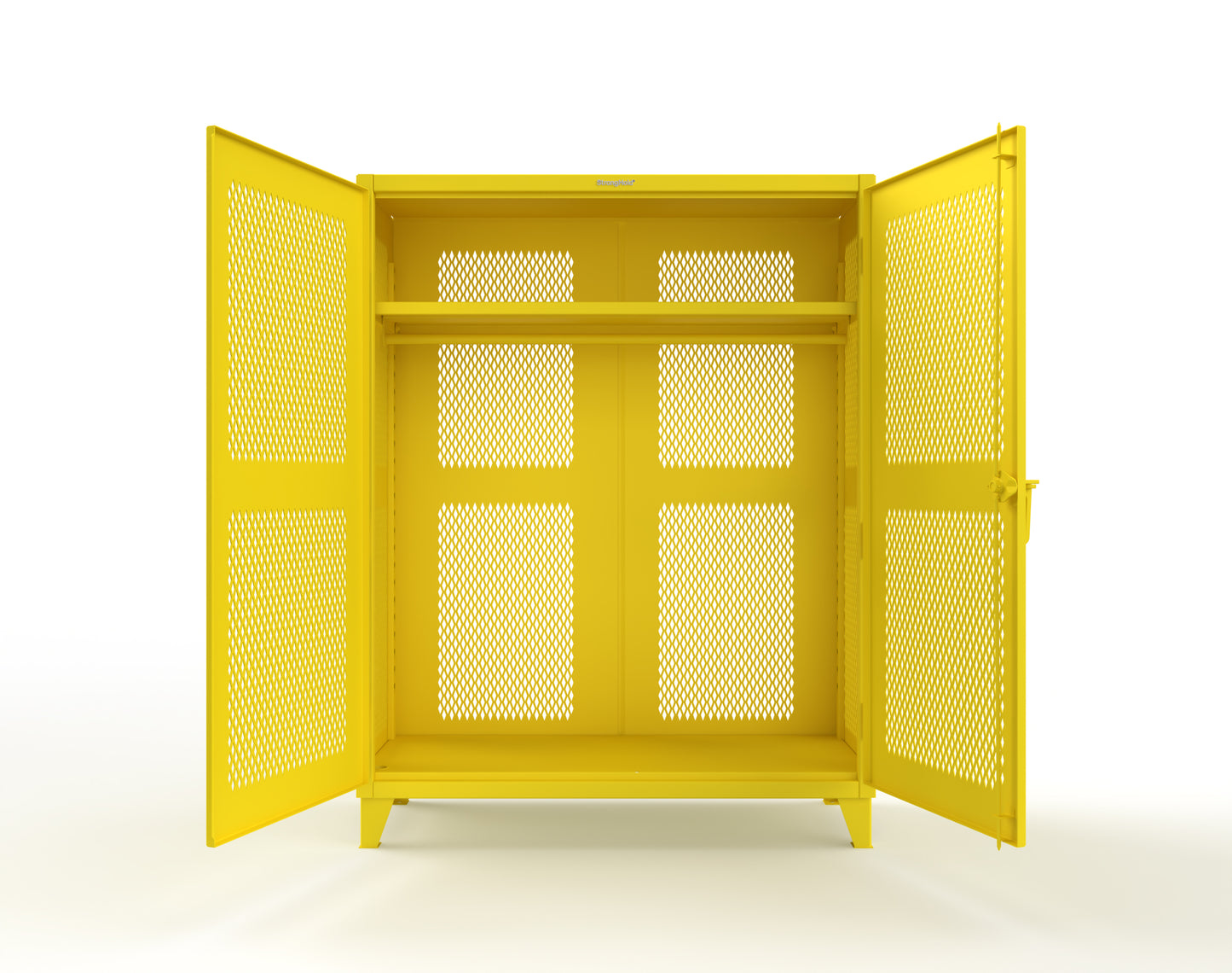 Extreme Duty 12 GA Fully-Ventilated Uniform Cabinet with Hanger Rod, 1 Shelf - 60 In. W x 24 In. D x 78 In. H - 56-VBS-241WR-1021