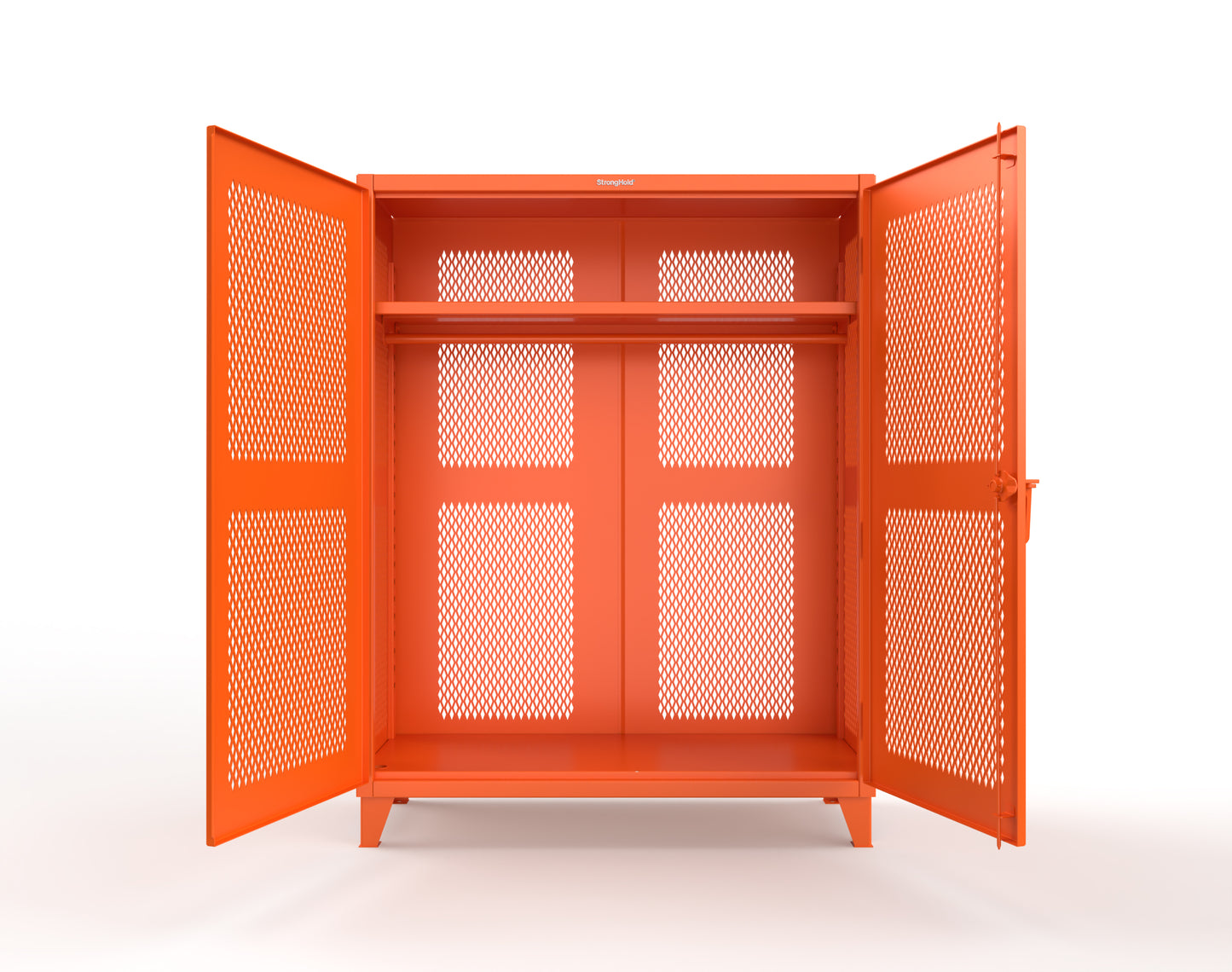 Extreme Duty 12 GA Fully-Ventilated Uniform Cabinet with Hanger Rod, 1 Shelf - 60 In. W x 24 In. D x 78 In. H - 56-VBS-241WR-2009
