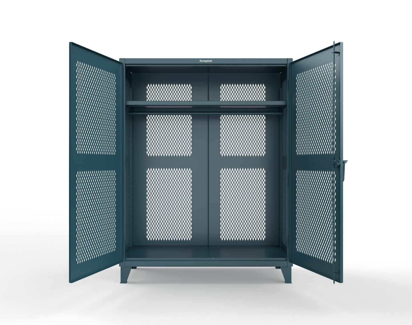 Extreme Duty 12 GA Fully-Ventilated Uniform Cabinet with Hanger Rod, 1 Shelf - 60 In. W x 24 In. D x 78 In. H - 56-VBS-241WR-5001