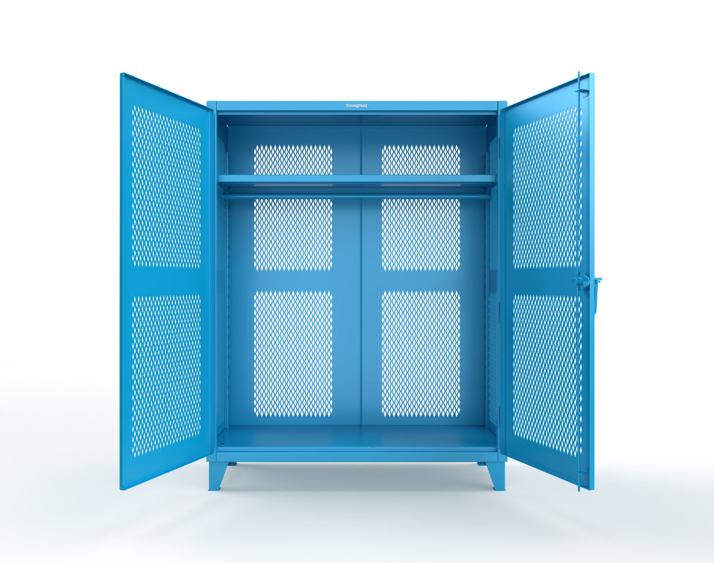 Extreme Duty 12 GA Fully-Ventilated Uniform Cabinet with Hanger Rod, 1 Shelf - 60 In. W x 24 In. D x 78 In. H - 56-VBS-241WR-5012