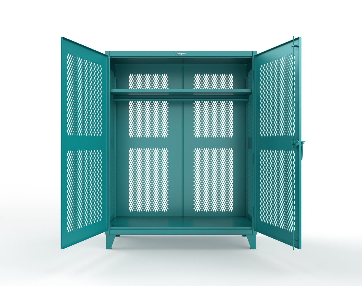 Extreme Duty 12 GA Fully-Ventilated Uniform Cabinet with Hanger Rod, 1 Shelf - 60 In. W x 24 In. D x 78 In. H - 56-VBS-241WR-5021