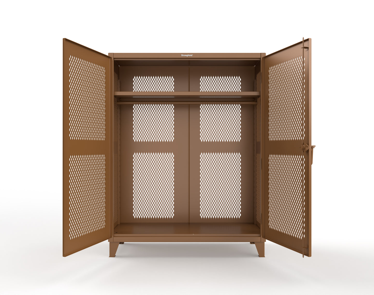 Extreme Duty 12 GA Fully-Ventilated Uniform Cabinet with Hanger Rod, 1 Shelf - 60 In. W x 24 In. D x 78 In. H - 56-VBS-241WR-8008