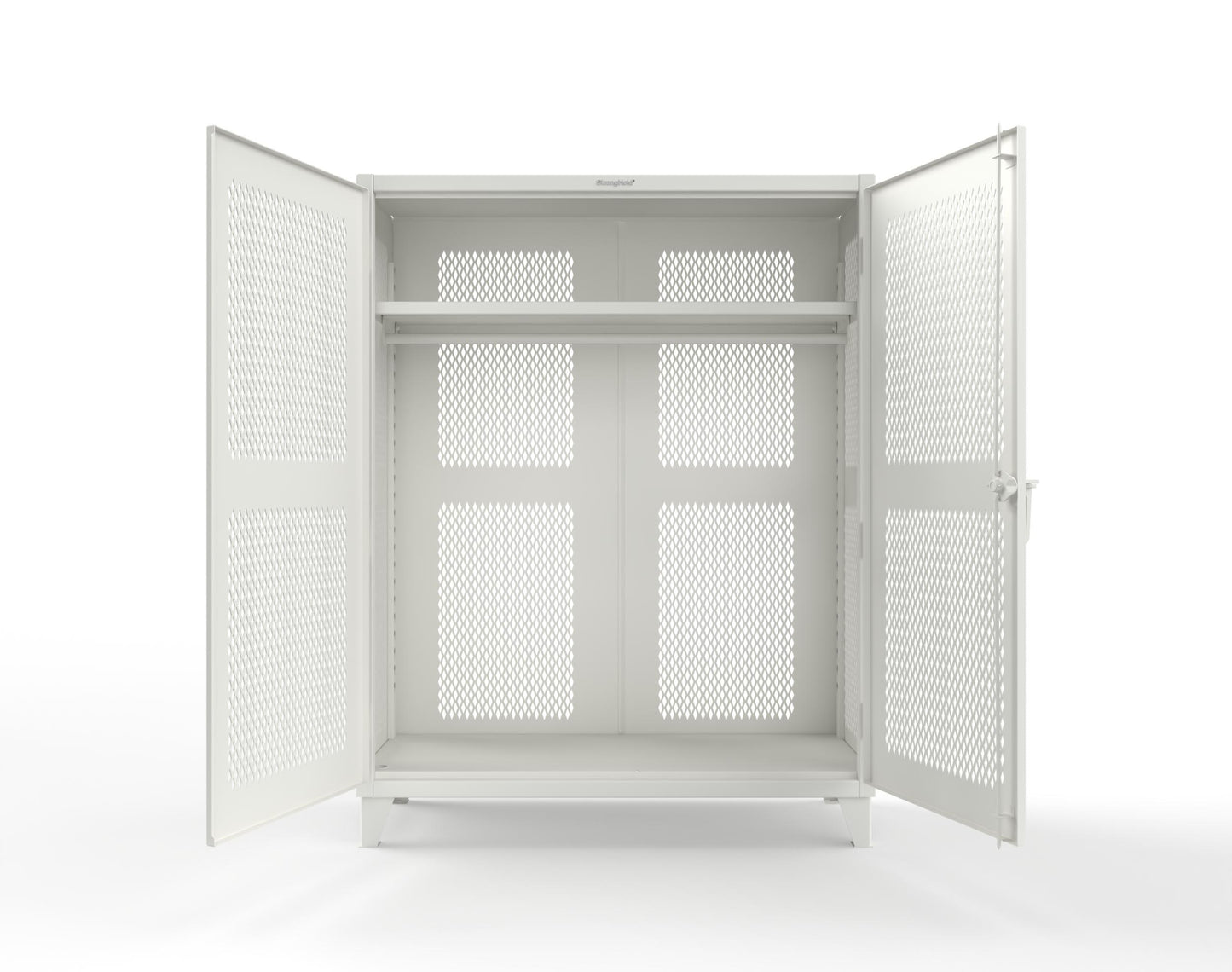 Extreme Duty 12 GA Fully-Ventilated Uniform Cabinet with Hanger Rod, 1 Shelf - 60 In. W x 24 In. D x 78 In. H - 56-VBS-241WR-9003