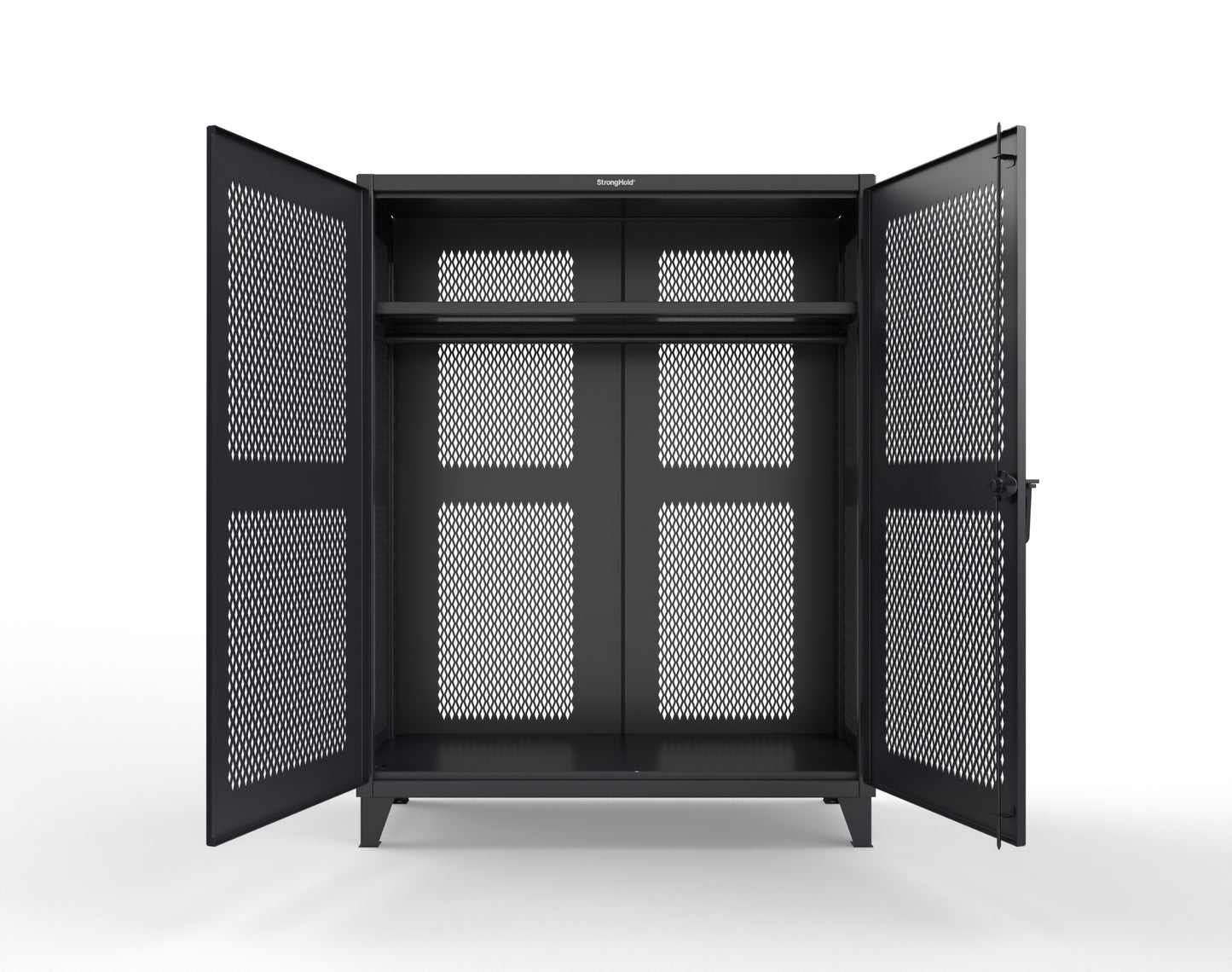 Extreme Duty 12 GA Fully-Ventilated Uniform Cabinet with Hanger Rod, 1 Shelf - 60 In. W x 24 In. D x 78 In. H - 56-VBS-241WR-9005