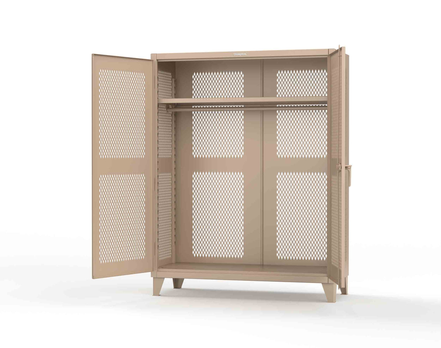 Extreme Duty 12 GA Fully-Ventilated Uniform Cabinet with Hanger Rod, 1 Shelf - 60 In. W x 24 In. D x 78 In. H - 56-VBS-241WR-1019