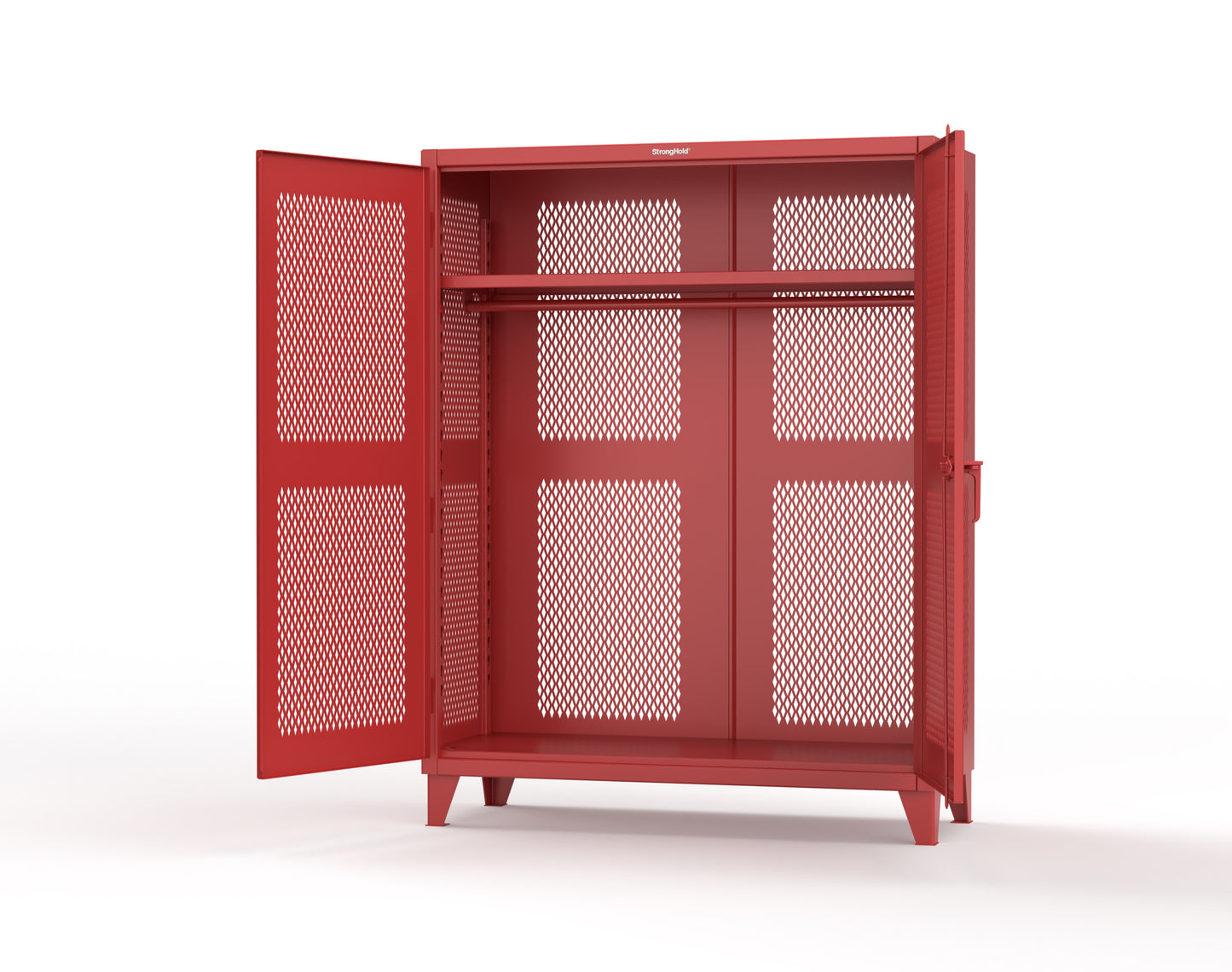 Extreme Duty 12 GA Fully-Ventilated Uniform Cabinet with Hanger Rod, 1 Shelf - 60 In. W x 24 In. D x 78 In. H - 56-VBS-241WR-3001
