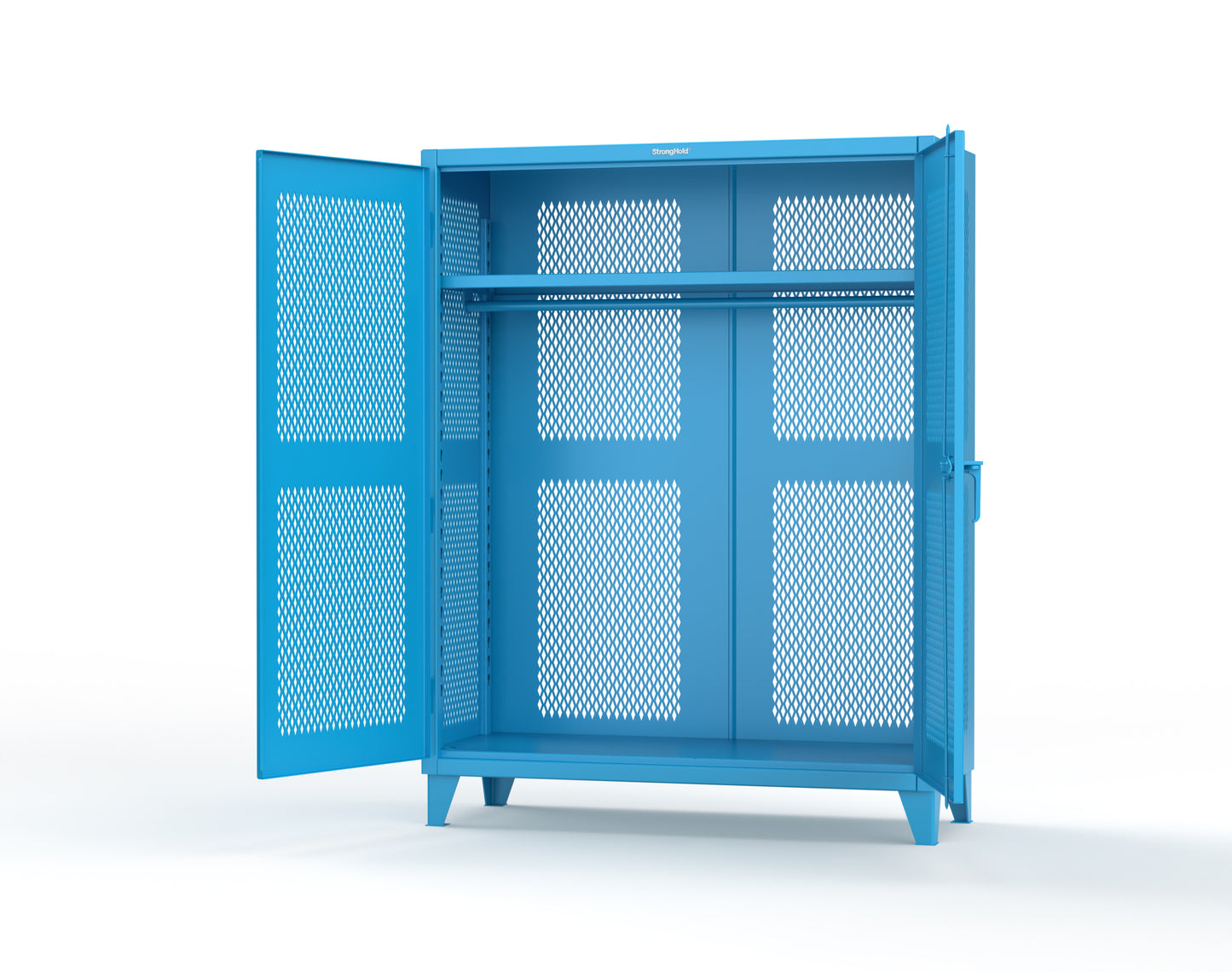 Extreme Duty 12 GA Fully-Ventilated Uniform Cabinet with Hanger Rod, 1 Shelf - 60 In. W x 24 In. D x 78 In. H - 56-VBS-241WR-5012