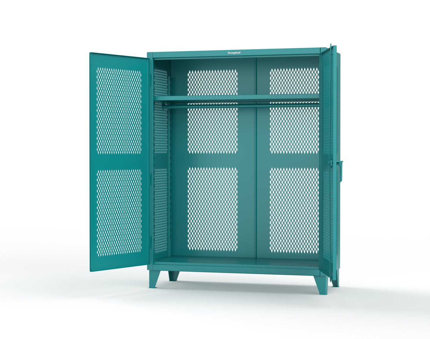 Extreme Duty 12 GA Fully-Ventilated Uniform Cabinet with Hanger Rod, 1 Shelf - 60 In. W x 24 In. D x 78 In. H - 56-VBS-241WR-5021