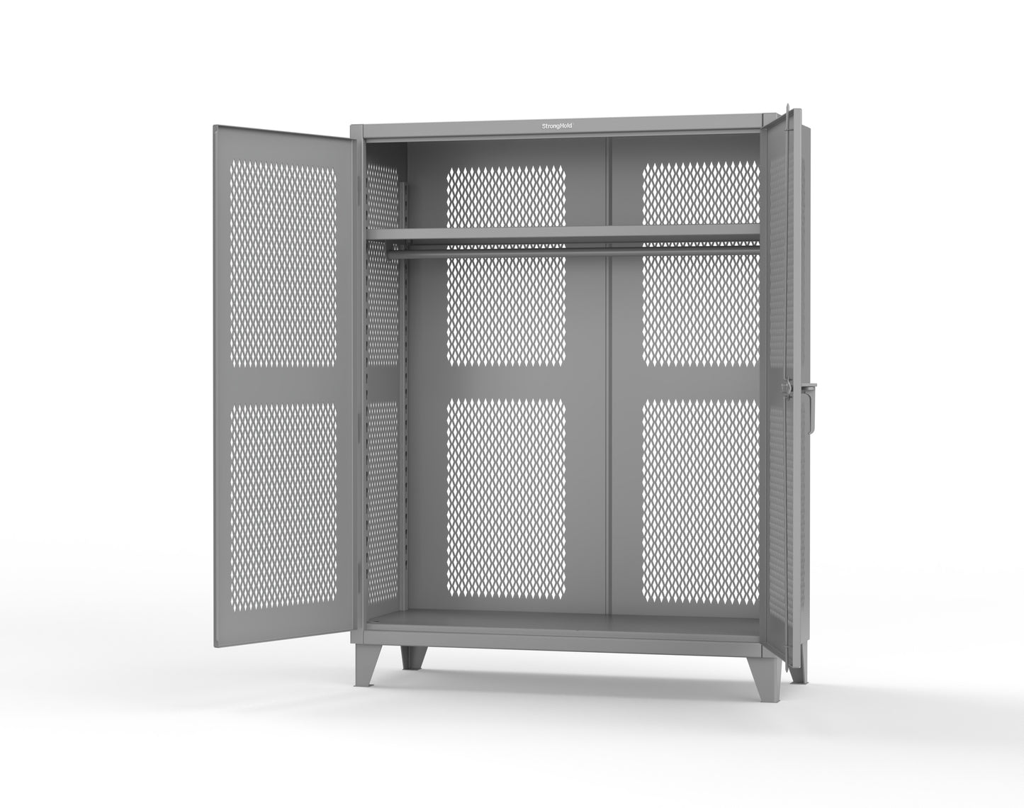 Extreme Duty 12 GA Fully-Ventilated Uniform Cabinet with Hanger Rod, 1 Shelf - 60 In. W x 24 In. D x 78 In. H - 56-VBS-241WR-7037