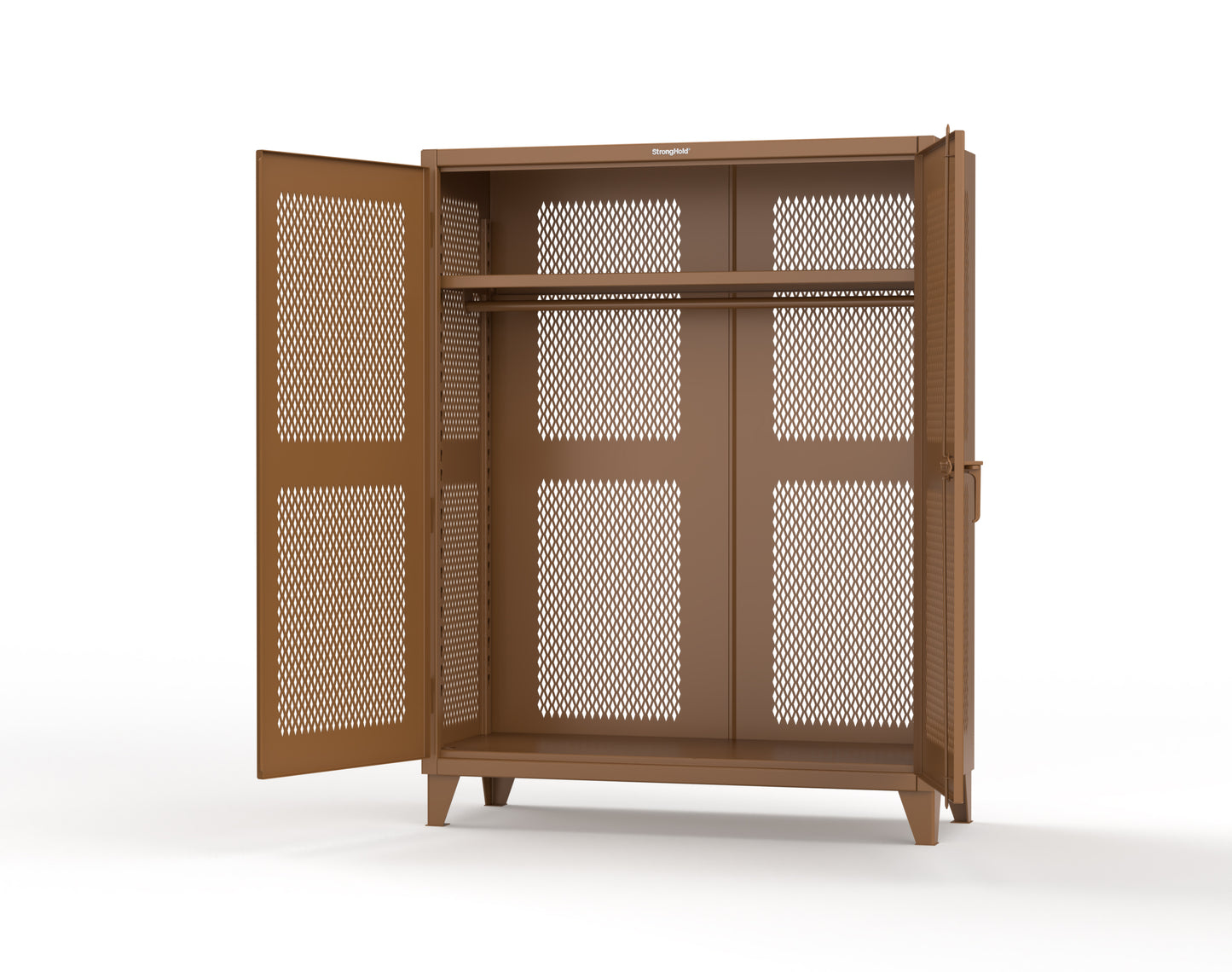 Extreme Duty 12 GA Fully-Ventilated Uniform Cabinet with Hanger Rod, 1 Shelf - 60 In. W x 24 In. D x 78 In. H - 56-VBS-241WR-8008