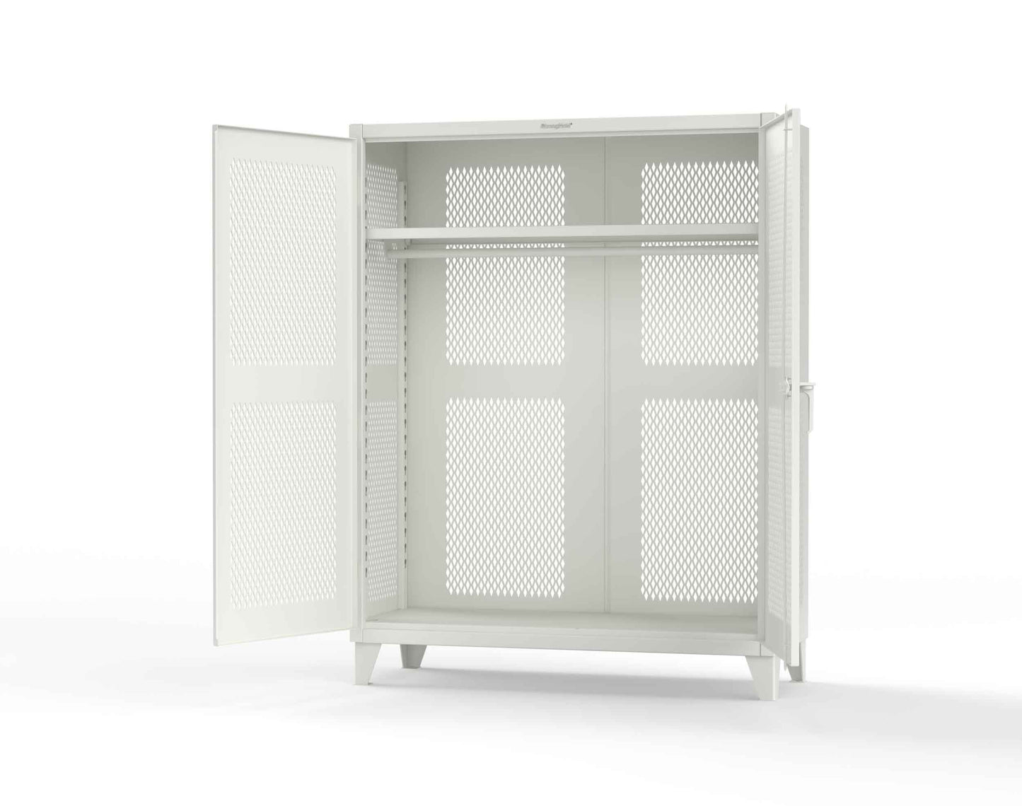 Extreme Duty 12 GA Fully-Ventilated Uniform Cabinet with Hanger Rod, 1 Shelf - 60 In. W x 24 In. D x 78 In. H - 56-VBS-241WR-9003