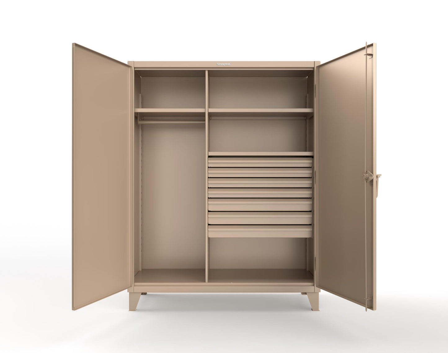 Extreme Duty 12 GA Uniform Cabinet with 7 Drawers, 3 Shelves - 60 In. W x 24 In. D x 78 In. H - 56-W-243-7DB-1019