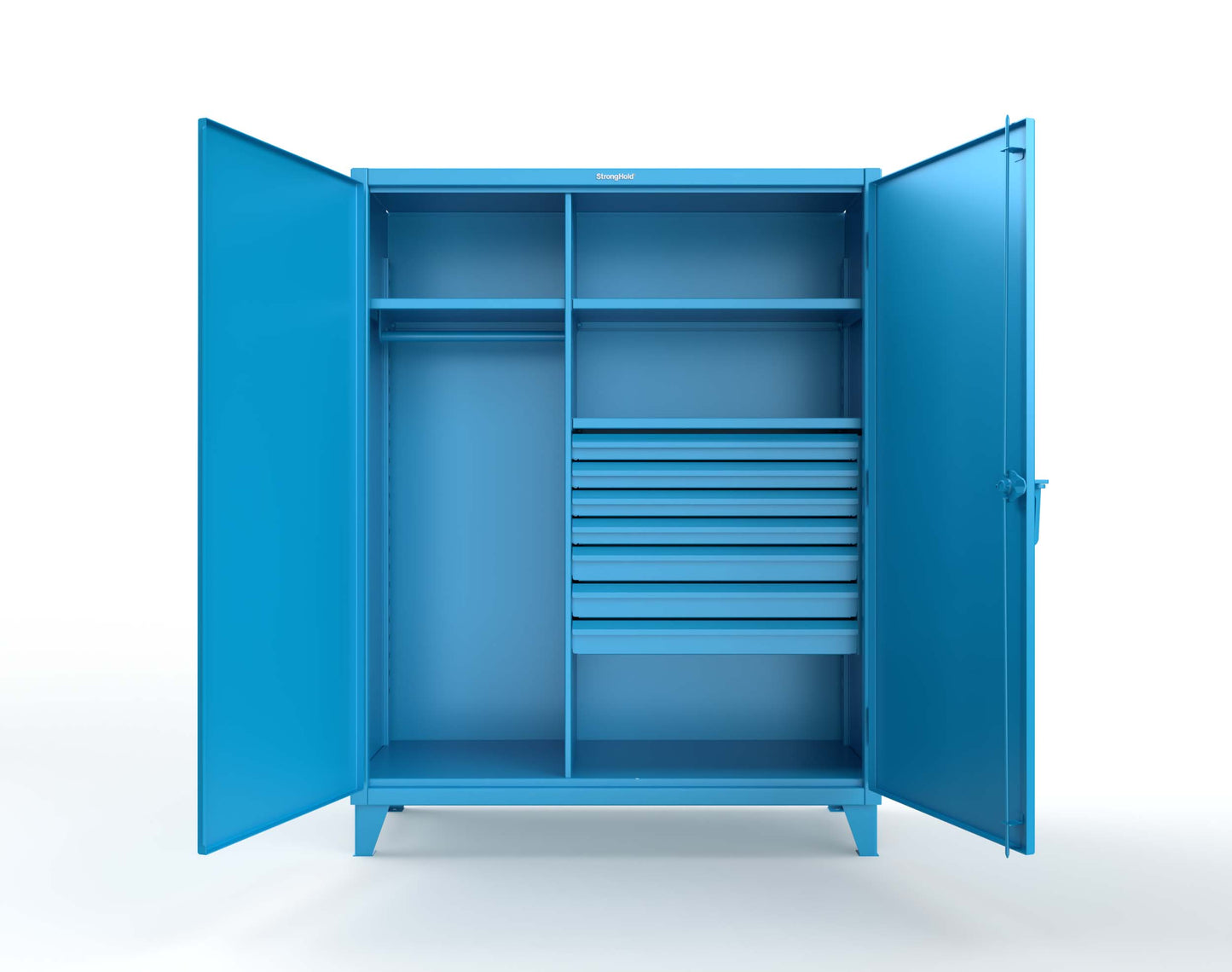 Extreme Duty 12 GA Uniform Cabinet with 7 Drawers, 3 Shelves - 60 In. W x 24 In. D x 78 In. H - 56-W-243-7DB-5012