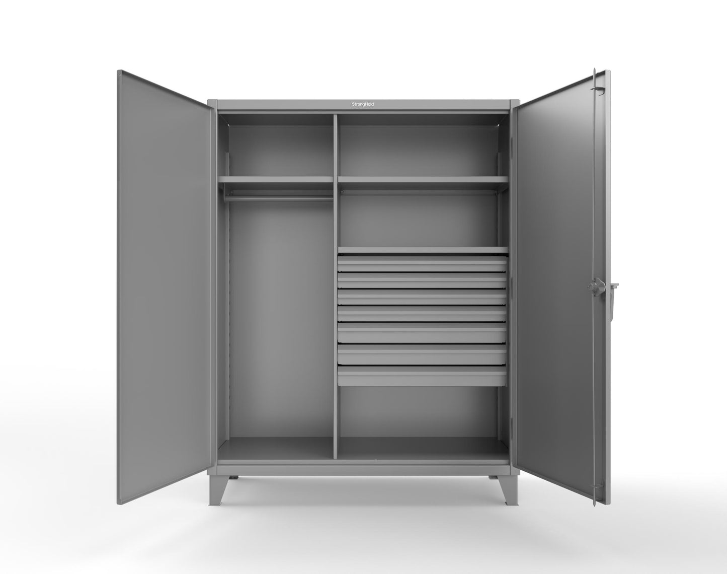 Extreme Duty 12 GA Uniform Cabinet with 7 Drawers, 3 Shelves - 60 In. W x 24 In. D x 78 In. H - 56-W-243-7DB-7037