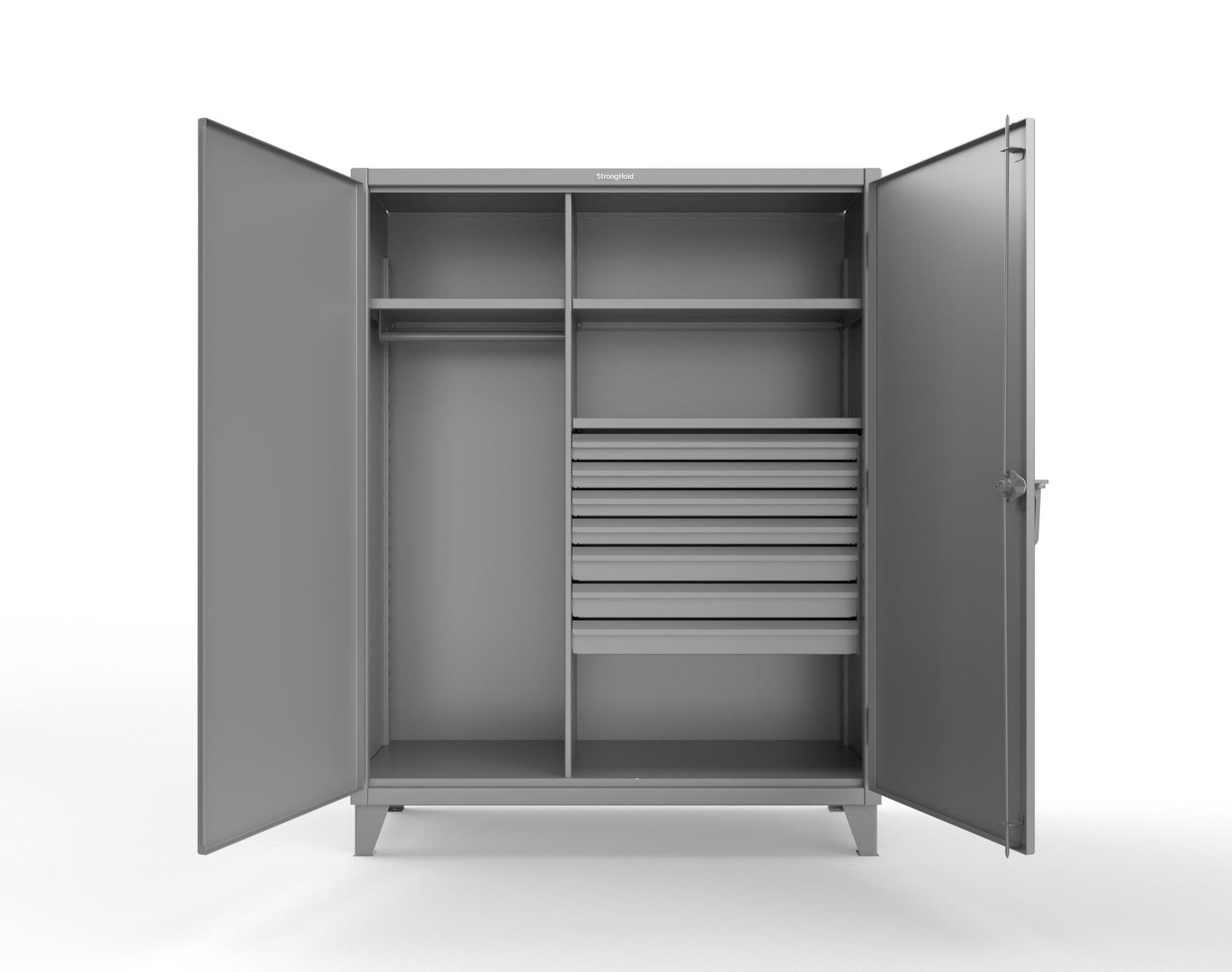 Extreme Duty 12 GA Uniform Cabinet with 7 Drawers, 3 Shelves - 60 In. W x 24 In. D x 78 In. H - 56-W-243-7DB-7037