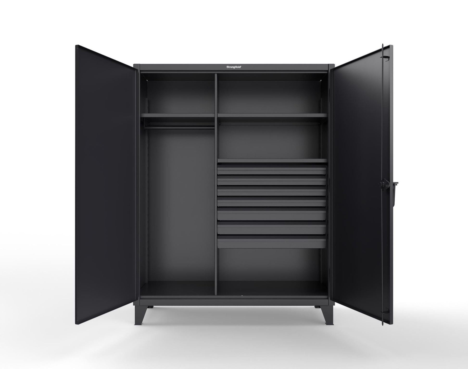 Extreme Duty 12 GA Uniform Cabinet with 7 Drawers, 3 Shelves - 60 In. W x 24 In. D x 78 In. H - 56-W-243-7DB-9005