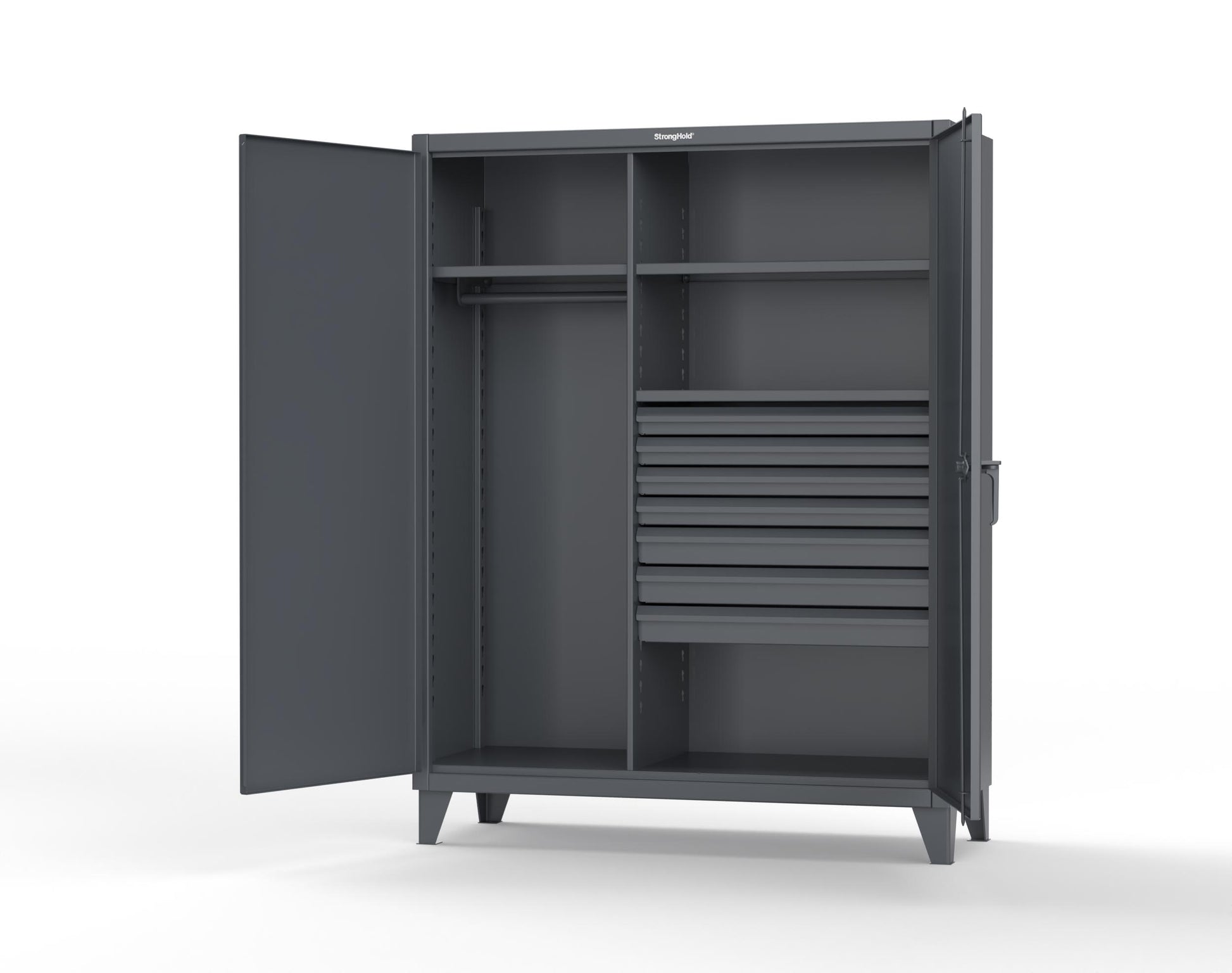Extreme Duty 12 GA Uniform Cabinet with 7 Drawers, 3 Shelves - 60 In. W x 24 In. D x 78 In. H - 56-W-243-7DB-7024