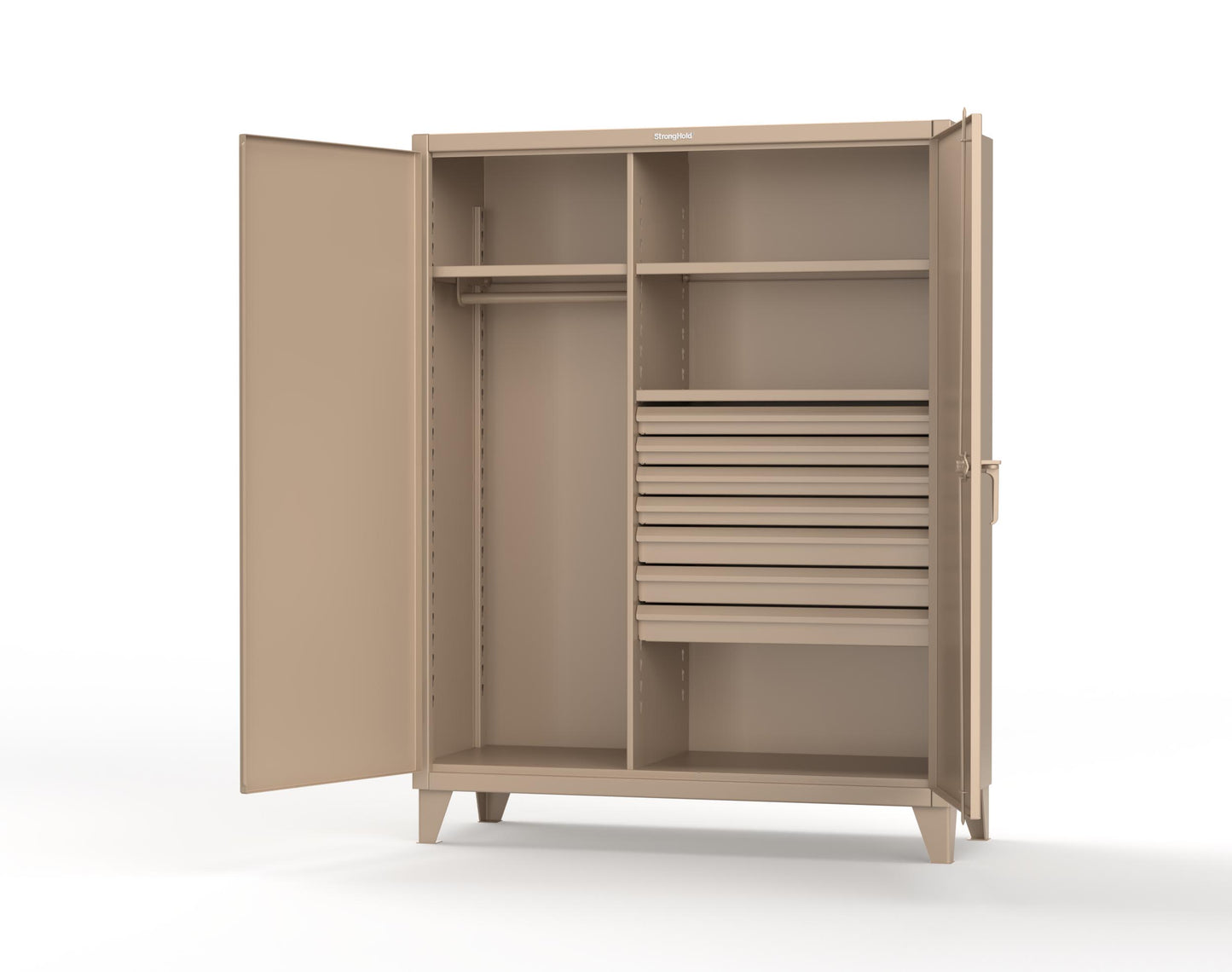 Extreme Duty 12 GA Uniform Cabinet with 7 Drawers, 3 Shelves - 60 In. W x 24 In. D x 78 In. H - 56-W-243-7DB-1019