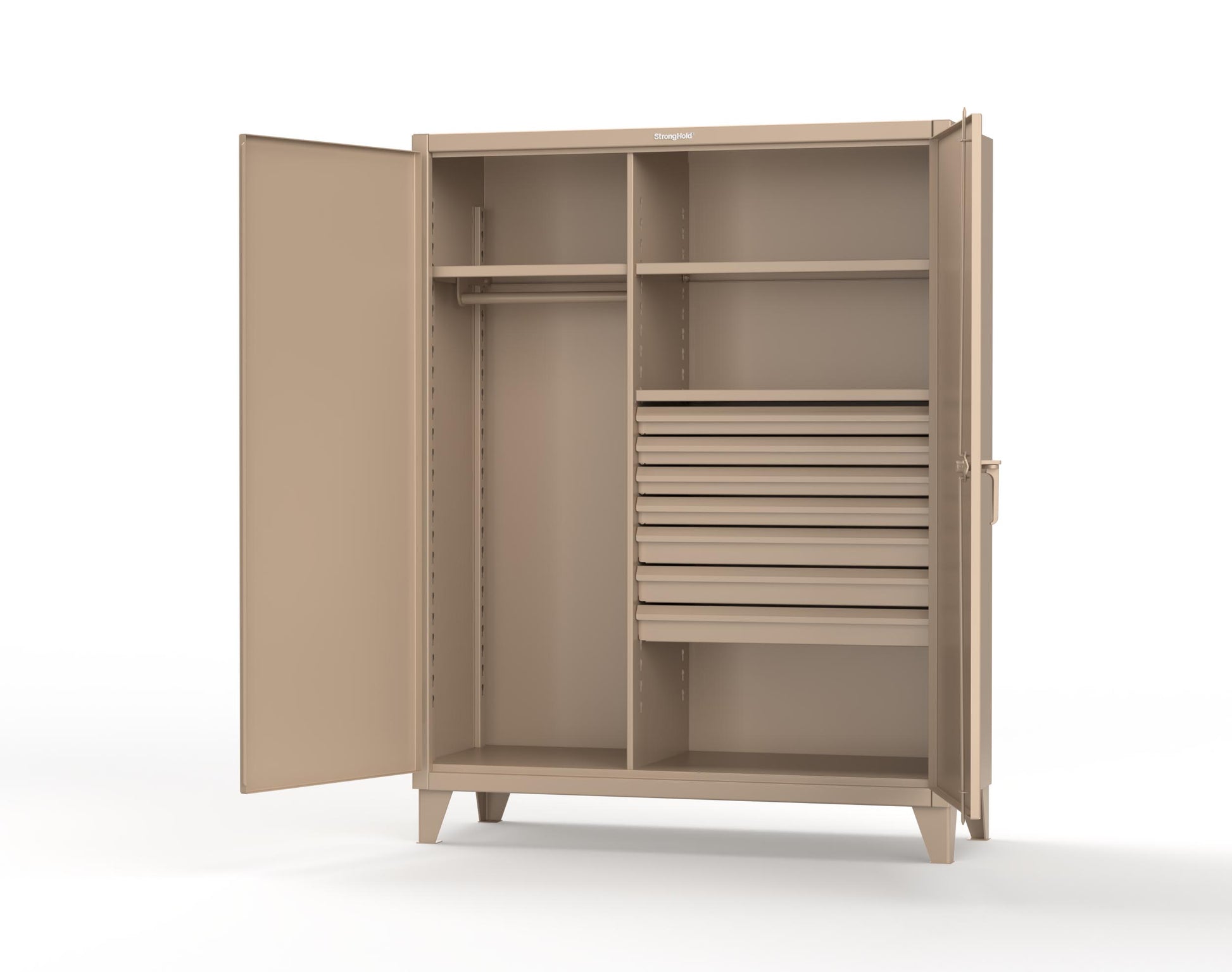 Extreme Duty 12 GA Uniform Cabinet with 7 Drawers, 3 Shelves - 60 In. W x 24 In. D x 78 In. H - 56-W-243-7DB-1019