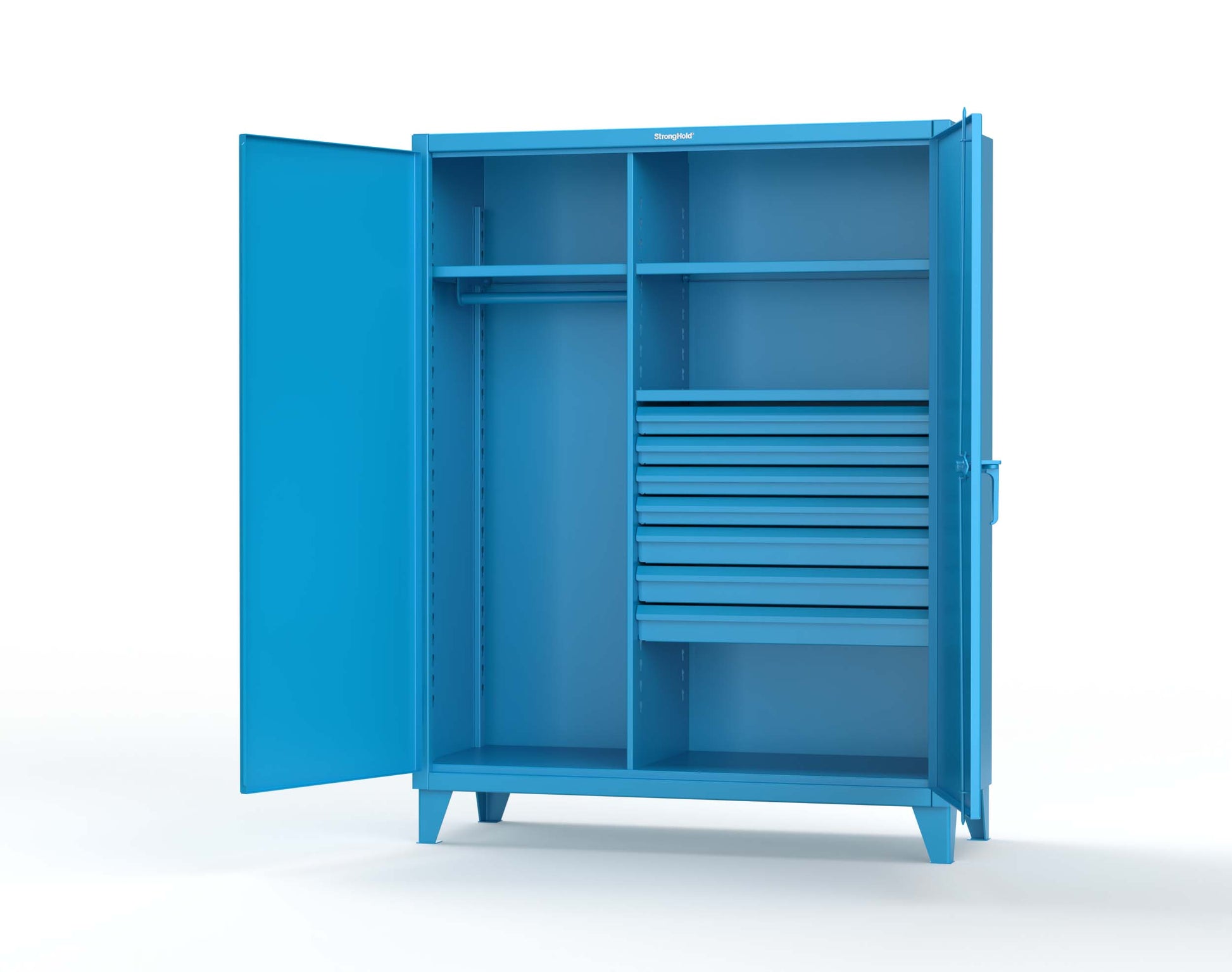 Extreme Duty 12 GA Uniform Cabinet with 7 Drawers, 3 Shelves - 60 In. W x 24 In. D x 78 In. H - 56-W-243-7DB-5012