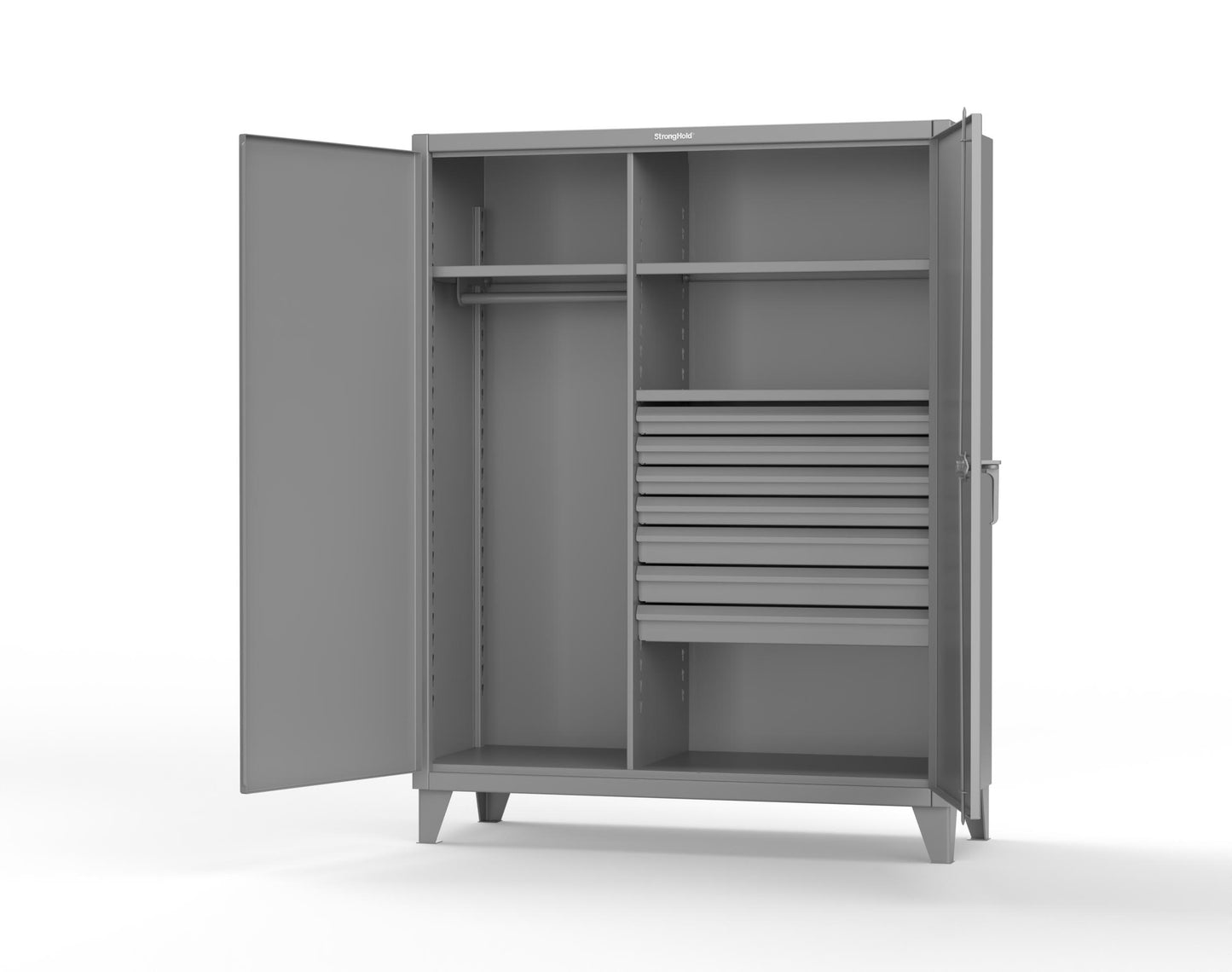 Extreme Duty 12 GA Uniform Cabinet with 7 Drawers, 3 Shelves - 60 In. W x 24 In. D x 78 In. H - 56-W-243-7DB-7037