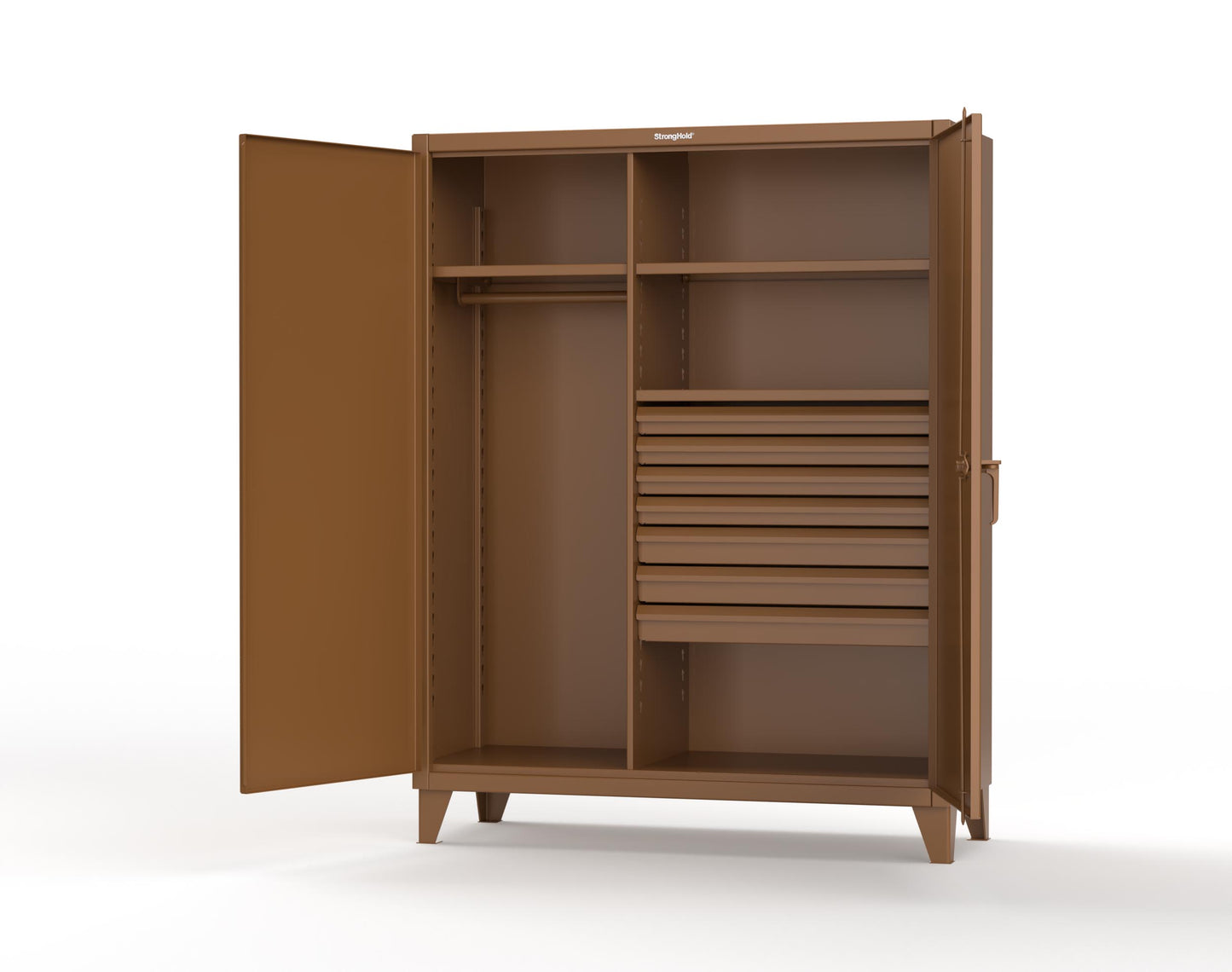 Extreme Duty 12 GA Uniform Cabinet with 7 Drawers, 3 Shelves - 60 In. W x 24 In. D x 78 In. H - 56-W-243-7DB-8008