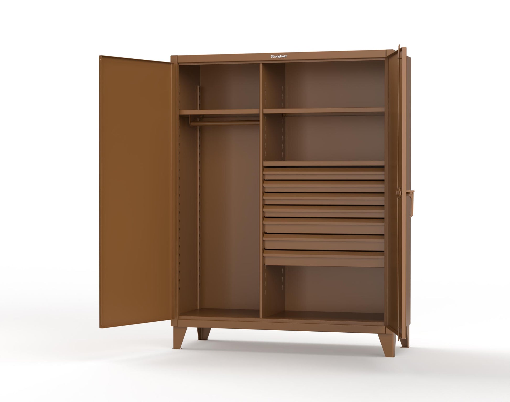 Extreme Duty 12 GA Uniform Cabinet with 7 Drawers, 3 Shelves - 60 In. W x 24 In. D x 78 In. H - 56-W-243-7DB-8008