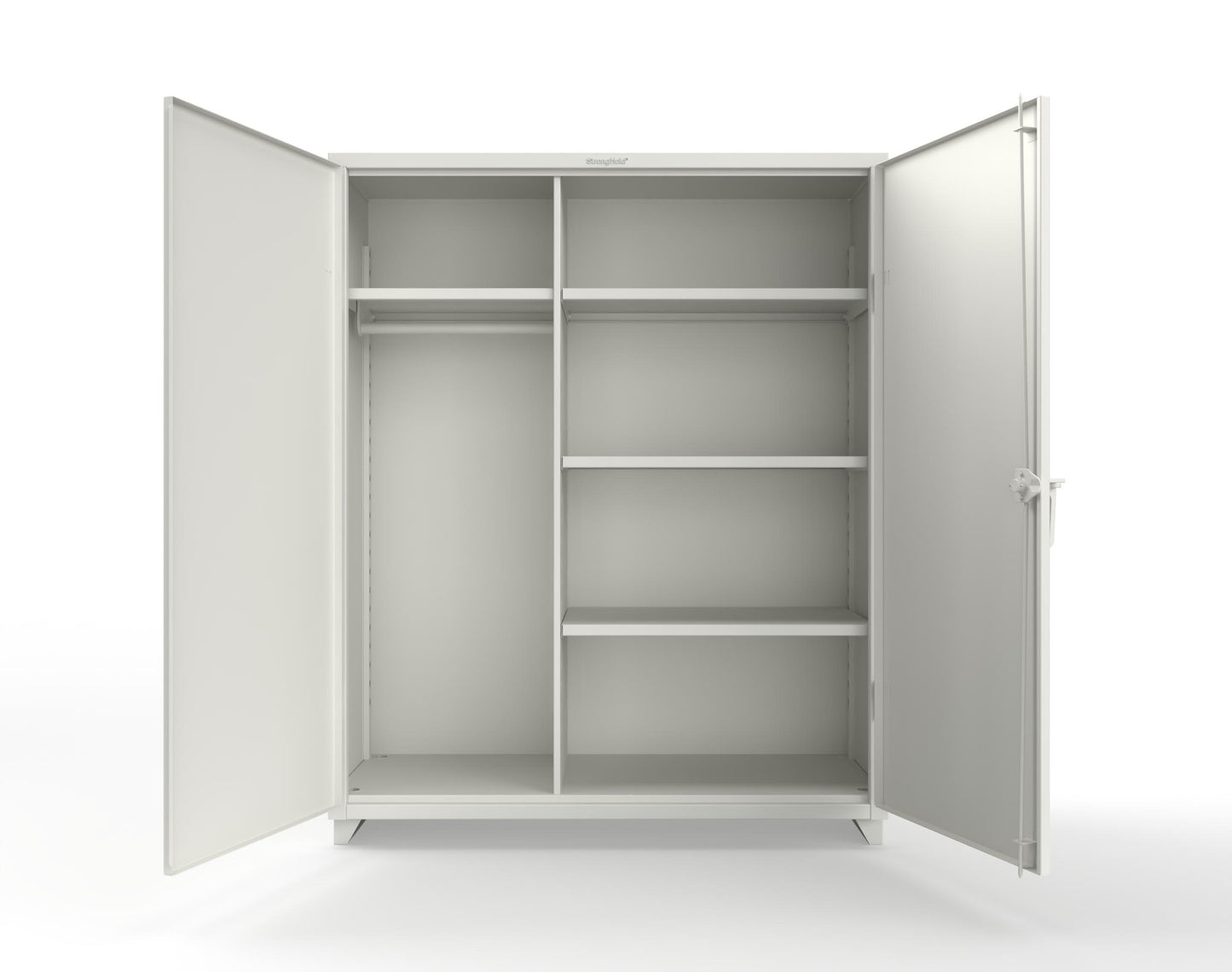 Extra Heavy Duty 14 GA Uniform Cabinet with 4 Shelves - 60 In. W x 24 In. D x 75 In. H - 56-W-244-L-9003