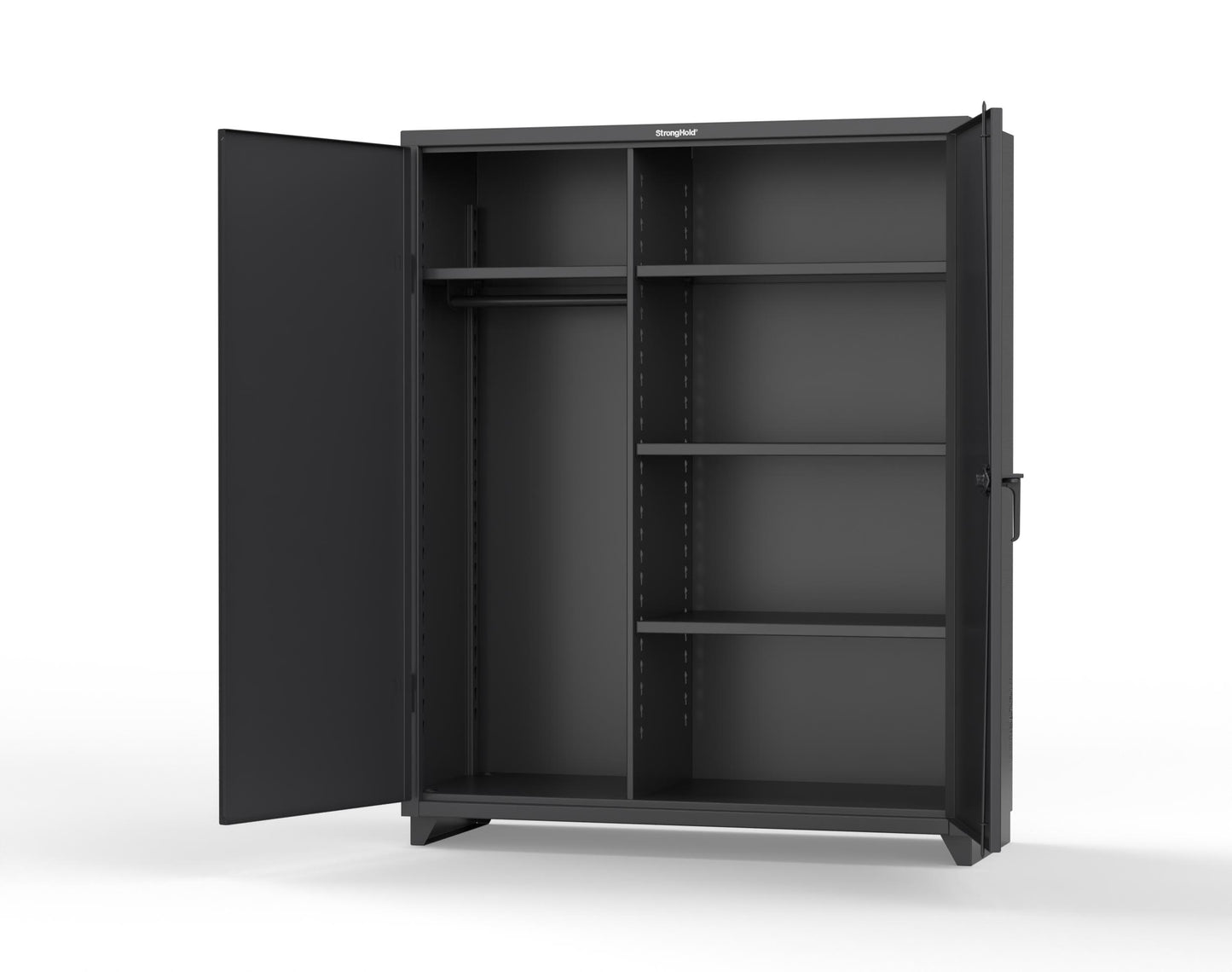 Extra Heavy Duty 14 GA Uniform Cabinet with 4 Shelves - 60 In. W x 24 In. D x 75 In. H - 56-W-244-L-9005