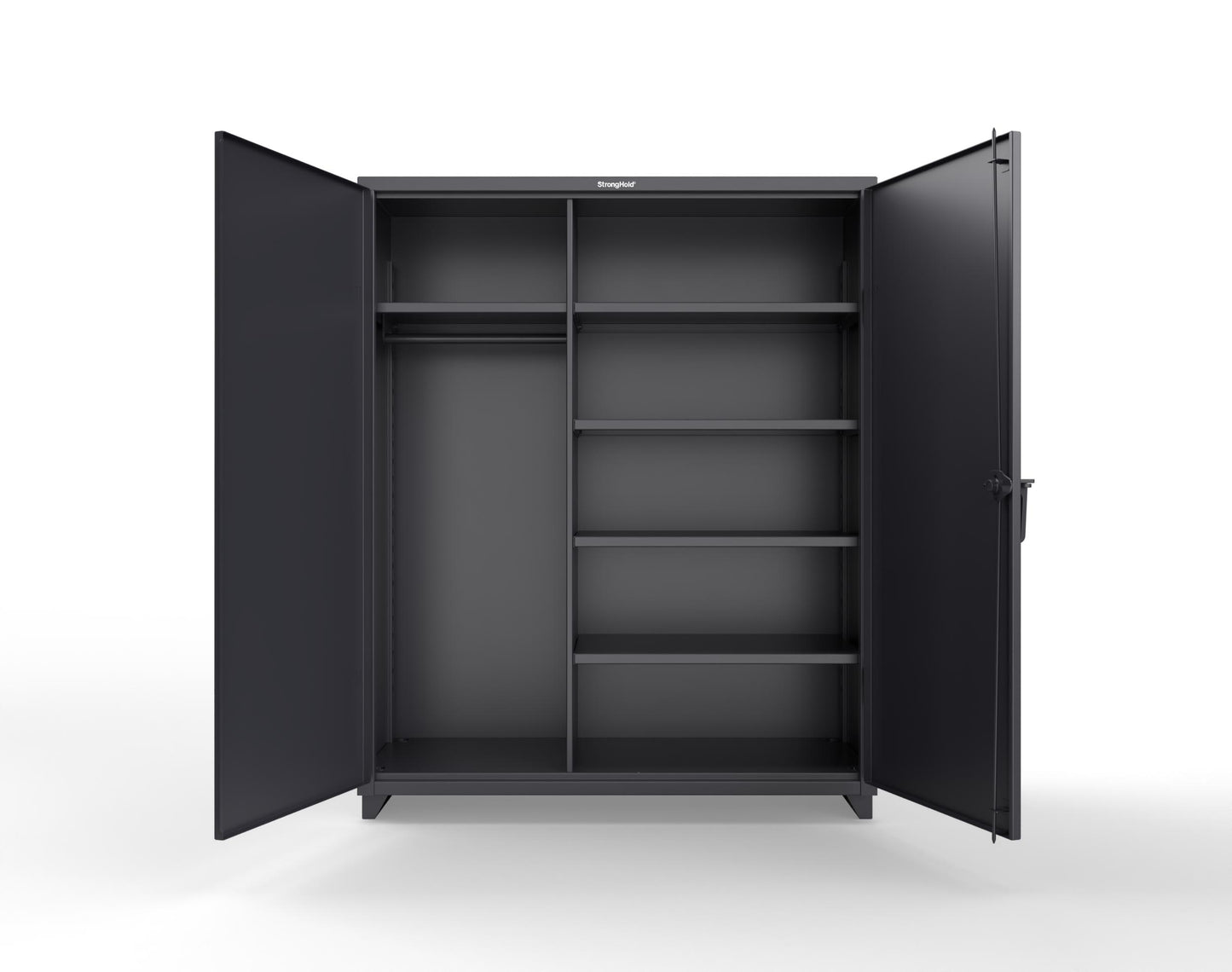 Extra Heavy Duty 14 GA Uniform Cabinet with 5 Shelves - 60 In. W x 24 In. D x 75 In. H - 56-W-245-L-9005