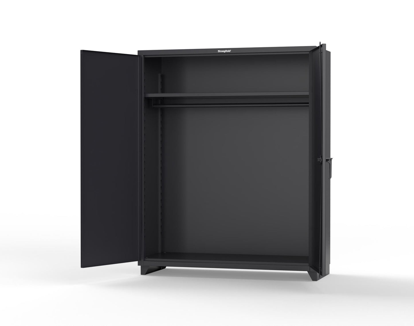 Extra Heavy Duty 14 GA Uniform Cabinet with Hanger Rod, 1 Shelf - 60 In. W x 24 In. D x 75 In. H - 56-WR-241-L-9005