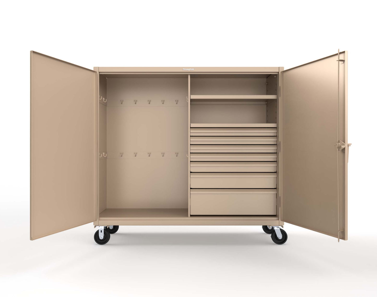 Extreme Duty 12 GA Mobile Rigging Cabinet with 7 Half-Width Drawers, 2 Shelves – 72 in. W x 24 in. D x 68 in. H - 65-242-7/5DB-CA-1019