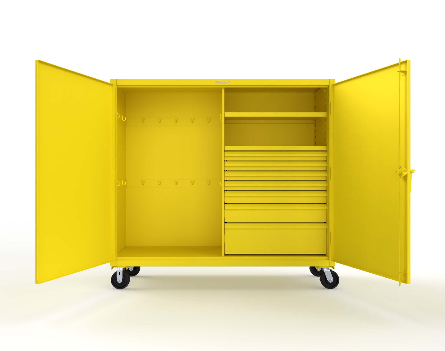 Extreme Duty 12 GA Mobile Rigging Cabinet with 7 Half-Width Drawers, 2 Shelves – 72 in. W x 24 in. D x 68 in. H - 65-242-7/5DB-CA-1021