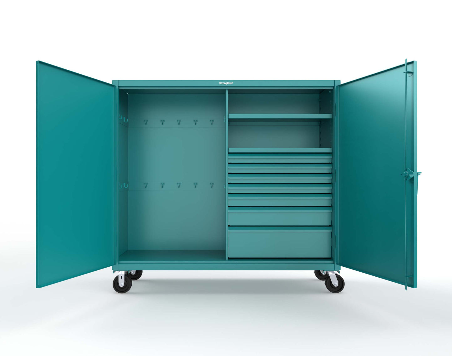 Extreme Duty 12 GA Mobile Rigging Cabinet with 7 Half-Width Drawers, 2 Shelves – 72 in. W x 24 in. D x 68 in. H - 65-242-7/5DB-CA-5021