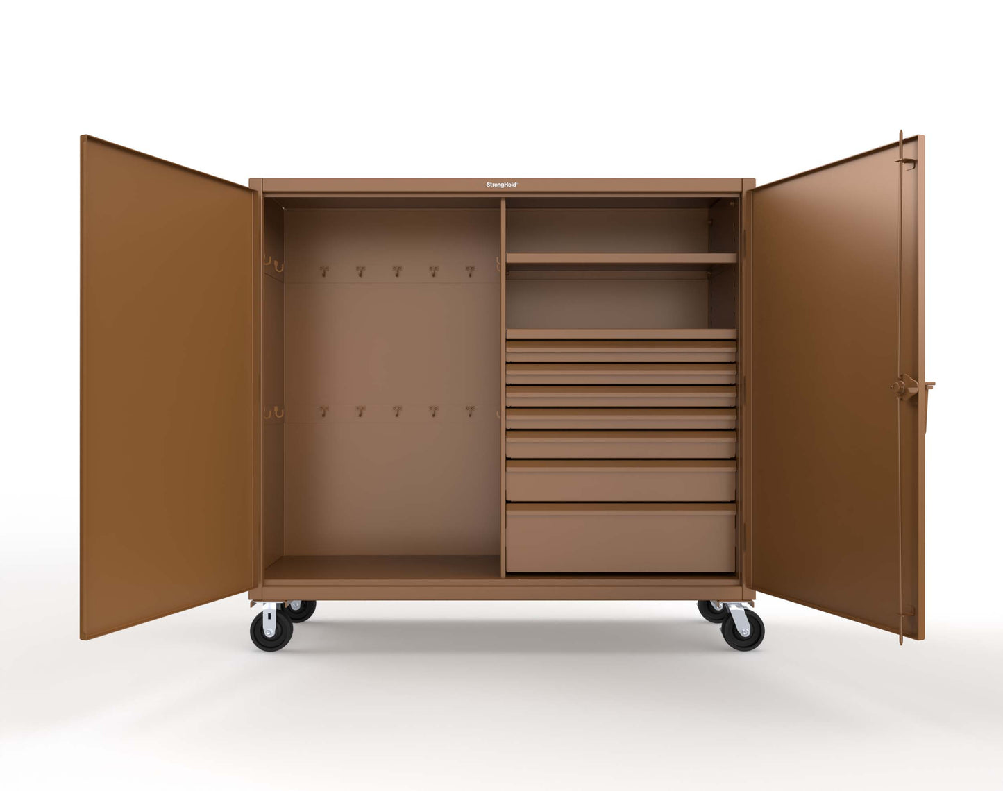 Extreme Duty 12 GA Mobile Rigging Cabinet with 7 Half-Width Drawers, 2 Shelves – 72 in. W x 24 in. D x 68 in. H - 65-242-7/5DB-CA-8008