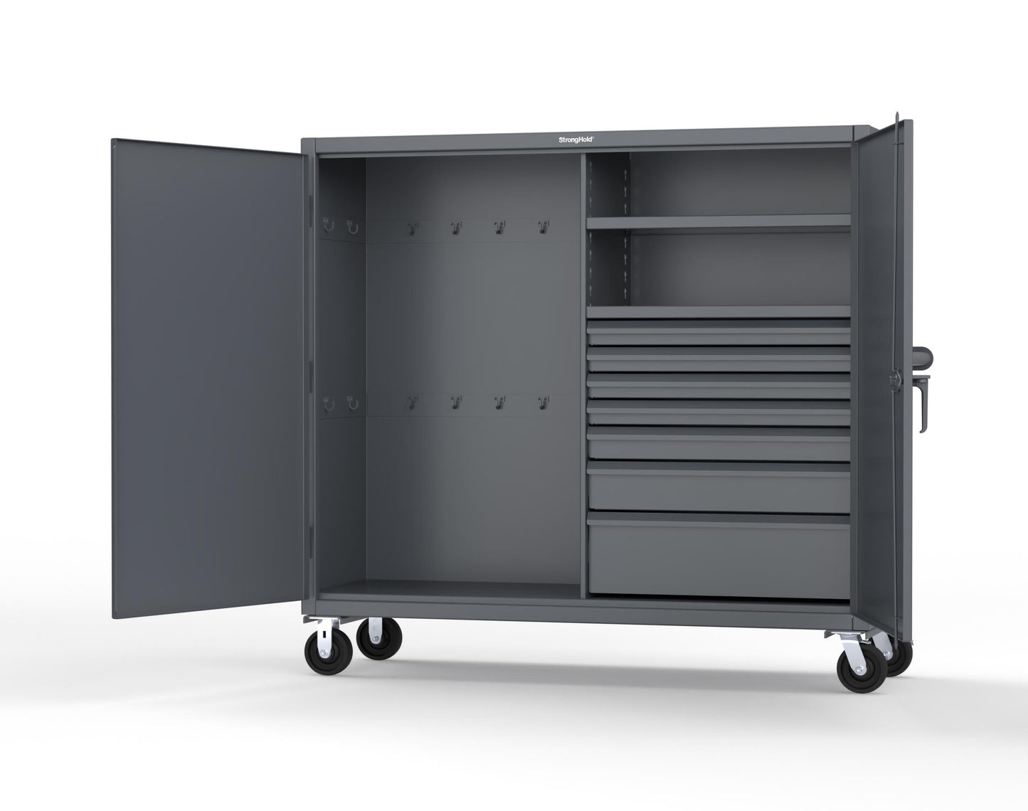 Extreme Duty 12 GA Mobile Rigging Cabinet with 7 Half-Width Drawers, 2 Shelves – 72 in. W x 24 in. D x 68 in. H - 65-242-7/5DB-CA-7024