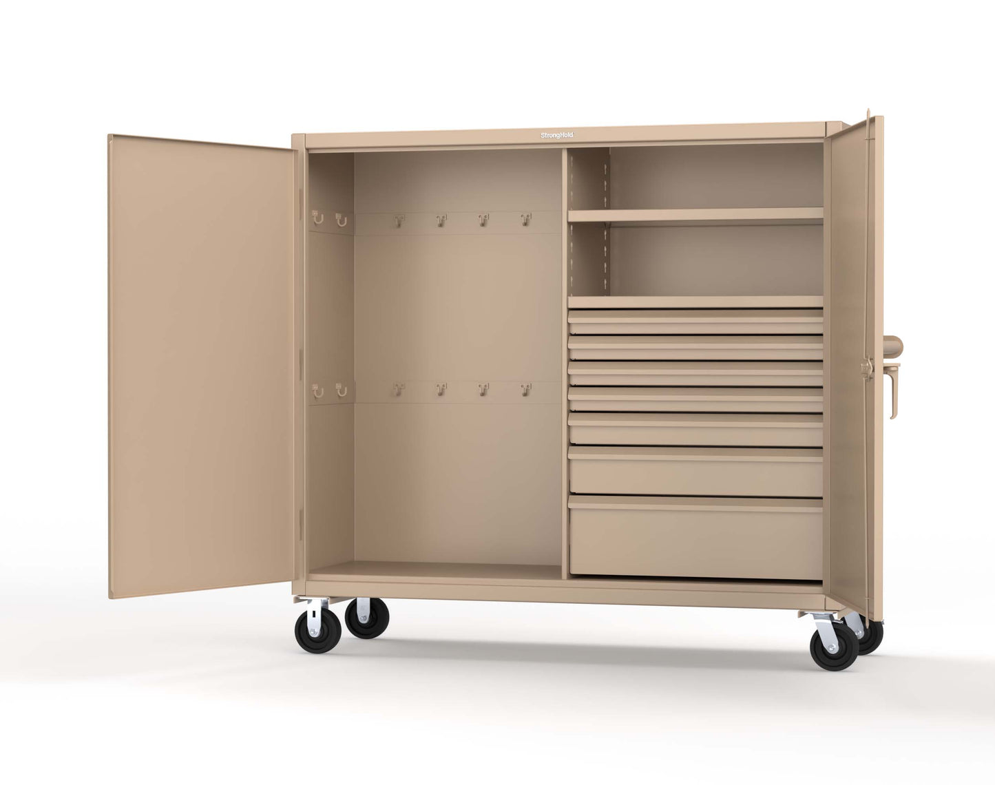 Extreme Duty 12 GA Mobile Rigging Cabinet with 7 Half-Width Drawers, 2 Shelves – 72 in. W x 24 in. D x 68 in. H - 65-242-7/5DB-CA-1019