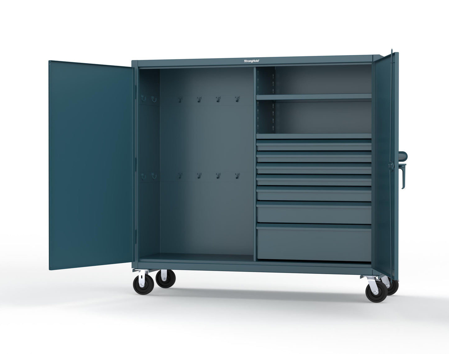 Extreme Duty 12 GA Mobile Rigging Cabinet with 7 Half-Width Drawers, 2 Shelves – 72 in. W x 24 in. D x 68 in. H - 65-242-7/5DB-CA-5001