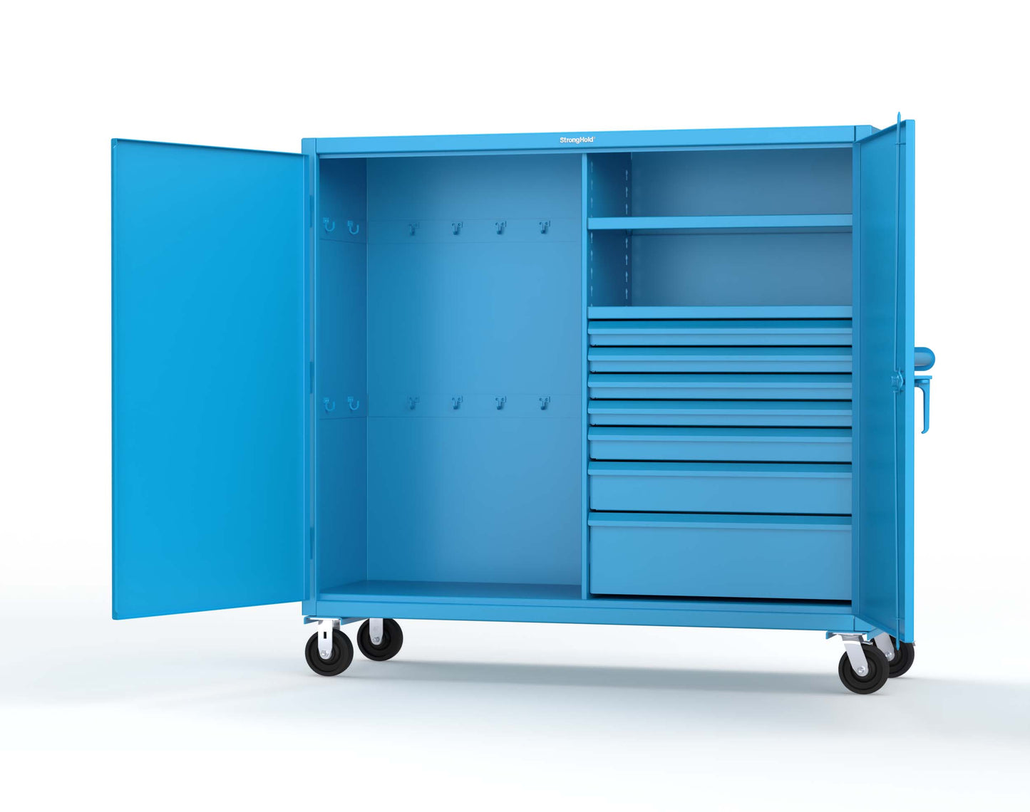 Extreme Duty 12 GA Mobile Rigging Cabinet with 7 Half-Width Drawers, 2 Shelves – 72 in. W x 24 in. D x 68 in. H - 65-242-7/5DB-CA-5012
