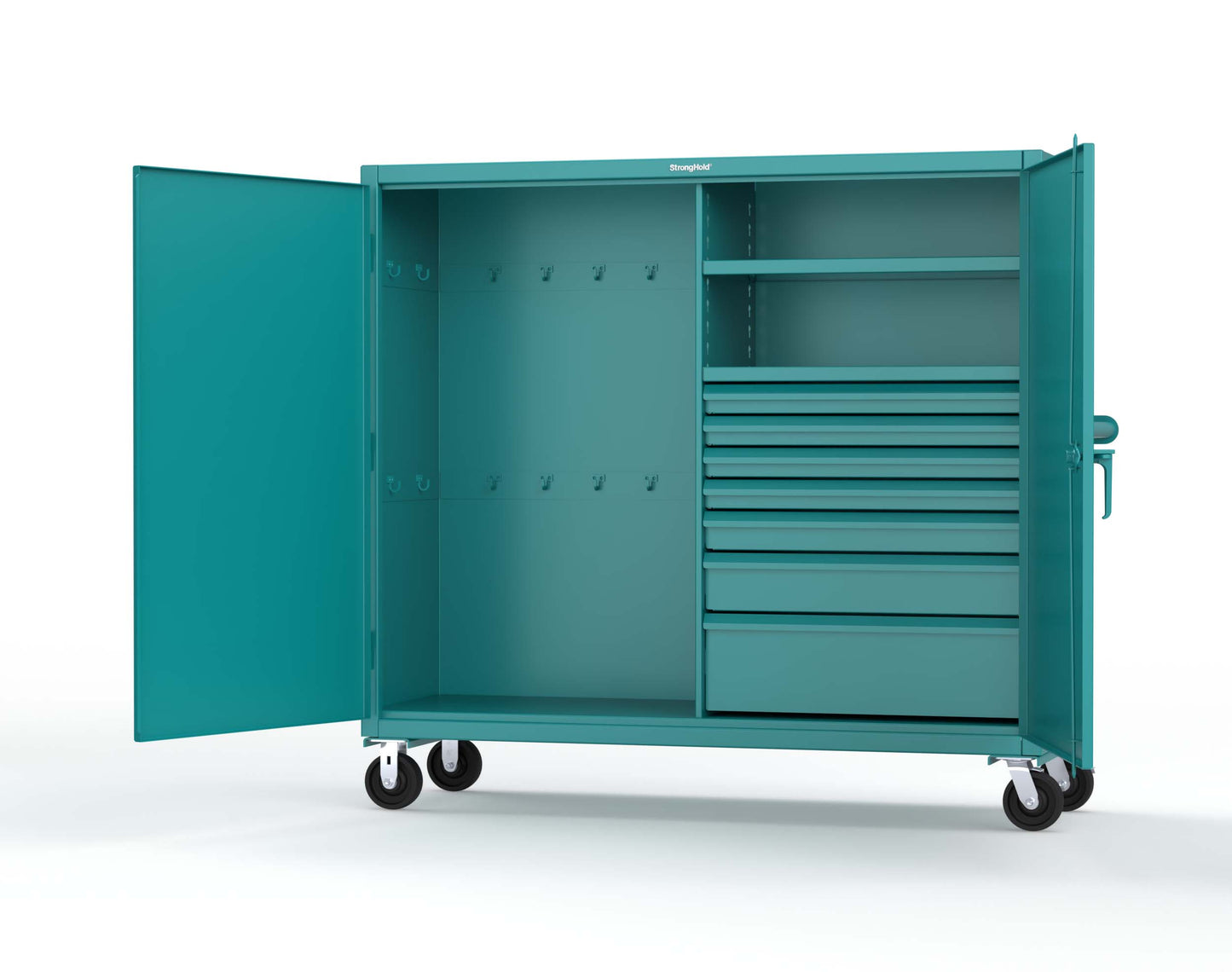 Extreme Duty 12 GA Mobile Rigging Cabinet with 7 Half-Width Drawers, 2 Shelves – 72 in. W x 24 in. D x 68 in. H - 65-242-7/5DB-CA-5021