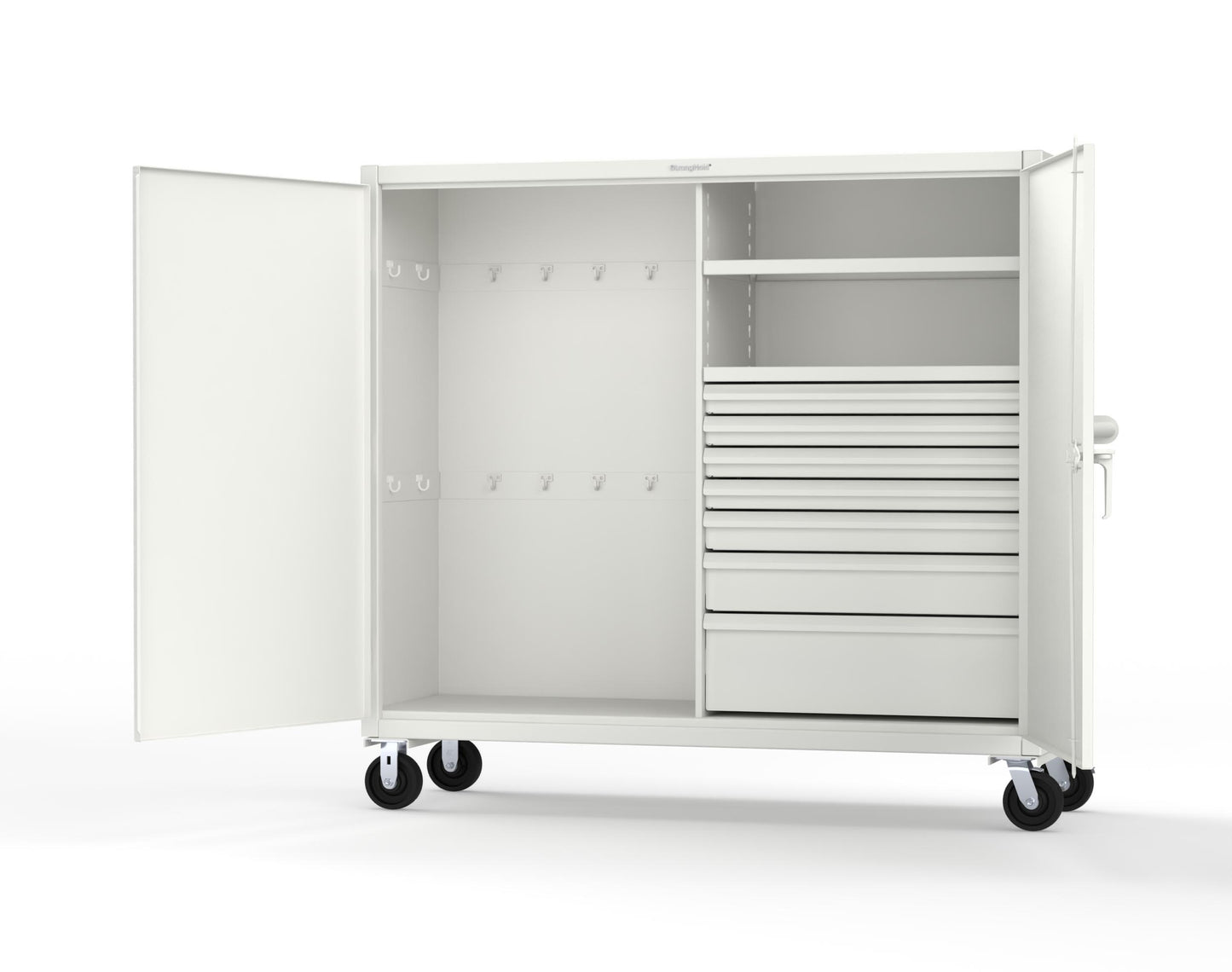 Extreme Duty 12 GA Mobile Rigging Cabinet with 7 Half-Width Drawers, 2 Shelves – 72 in. W x 24 in. D x 68 in. H - 65-242-7/5DB-CA-9003