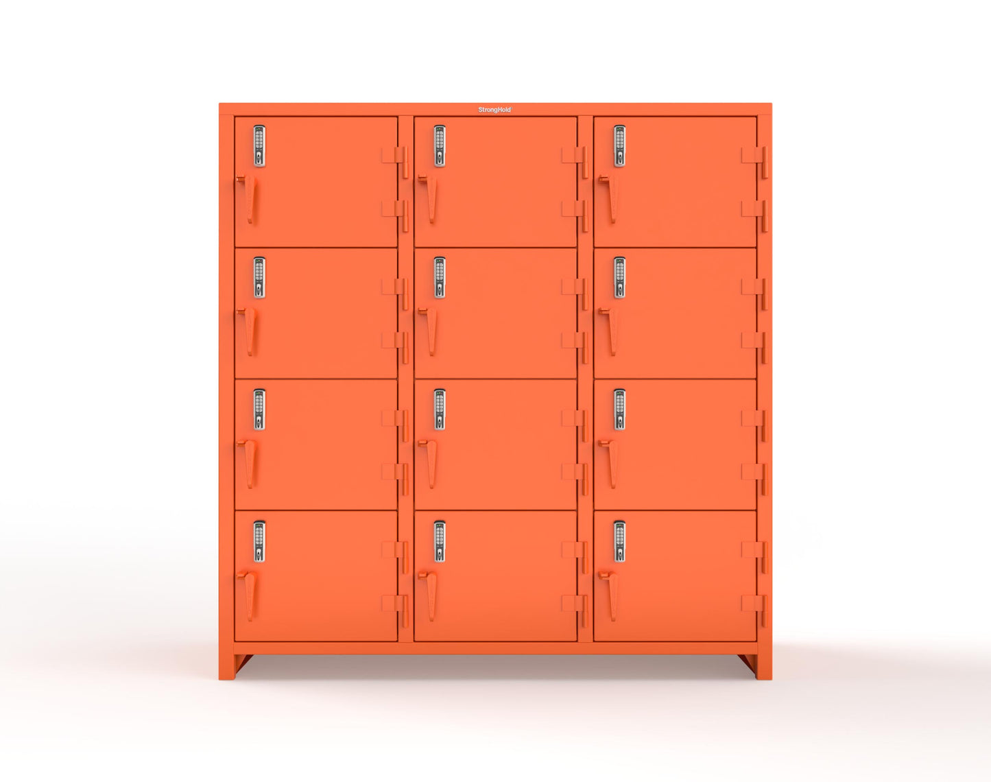 Extra Heavy Duty 14 GA 4-Tier Locker with Keyless Entry Lock, 12 Compartments – 72 in. W x 24 in. D x 75 in. H - 66-12D-24-4T-EK-L-2009