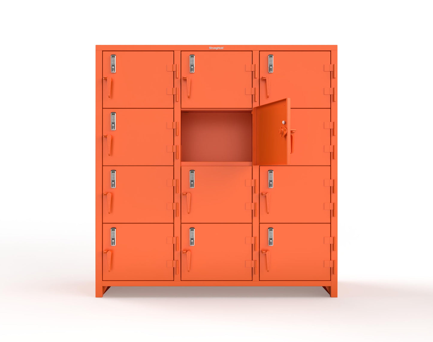 Extra Heavy Duty 14 GA 4-Tier Locker with Keyless Entry Lock, 12 Compartments – 72 in. W x 24 in. D x 75 in. H - 66-12D-24-4T-EK-L-2009