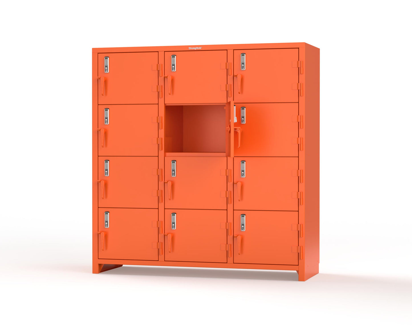 Extra Heavy Duty 14 GA 4-Tier Locker with Keyless Entry Lock, 12 Compartments – 72 in. W x 24 in. D x 75 in. H - 66-12D-24-4T-EK-L-2009