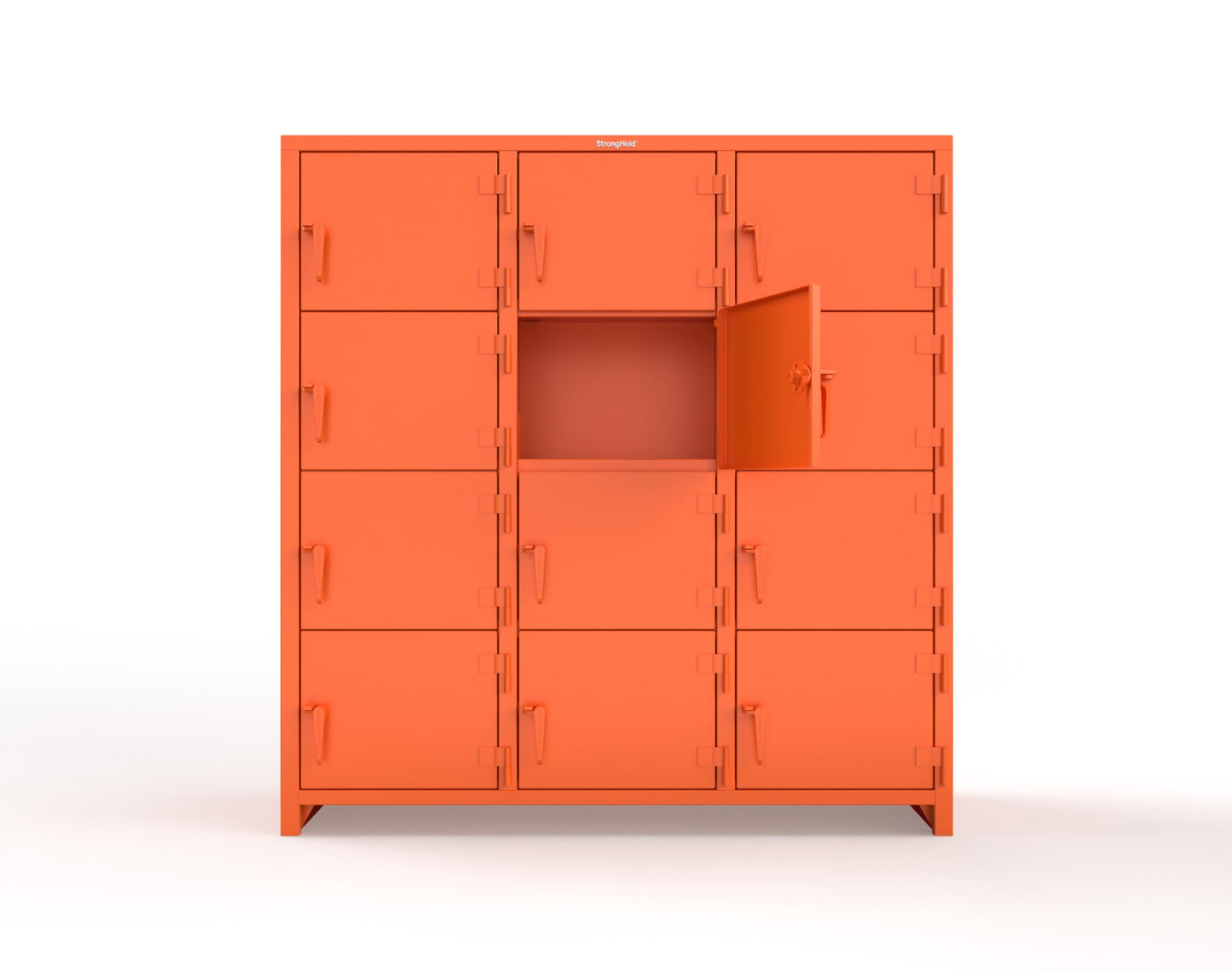 Extra Heavy Duty 14 GA 4-Tier Locker, 12 Compartments -72 in. W x 24 in. D x 75 in. H - 66-12D-24-4T-L-2009