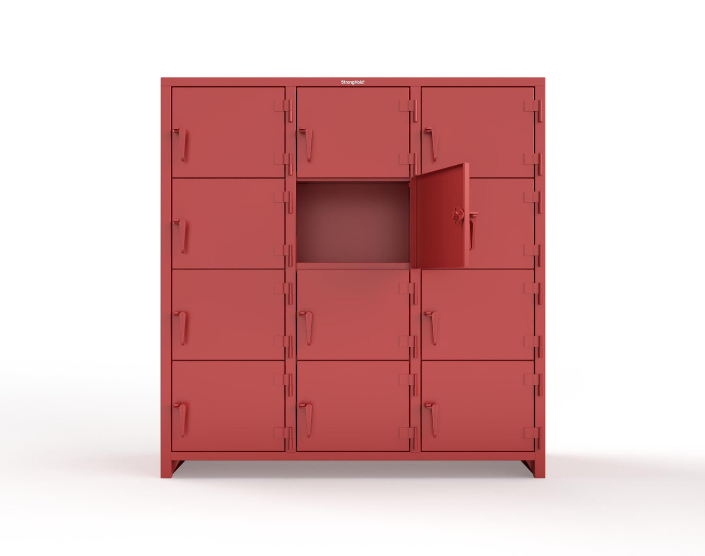 Extra Heavy Duty 14 GA 4-Tier Locker, 12 Compartments -72 in. W x 24 in. D x 75 in. H - 66-12D-24-4T-L-3001
