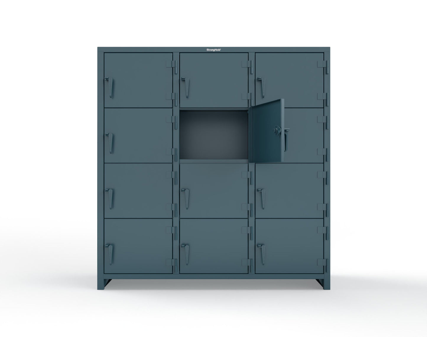 Extra Heavy Duty 14 GA 4-Tier Locker, 12 Compartments -72 in. W x 24 in. D x 75 in. H - 66-12D-24-4T-L-5001