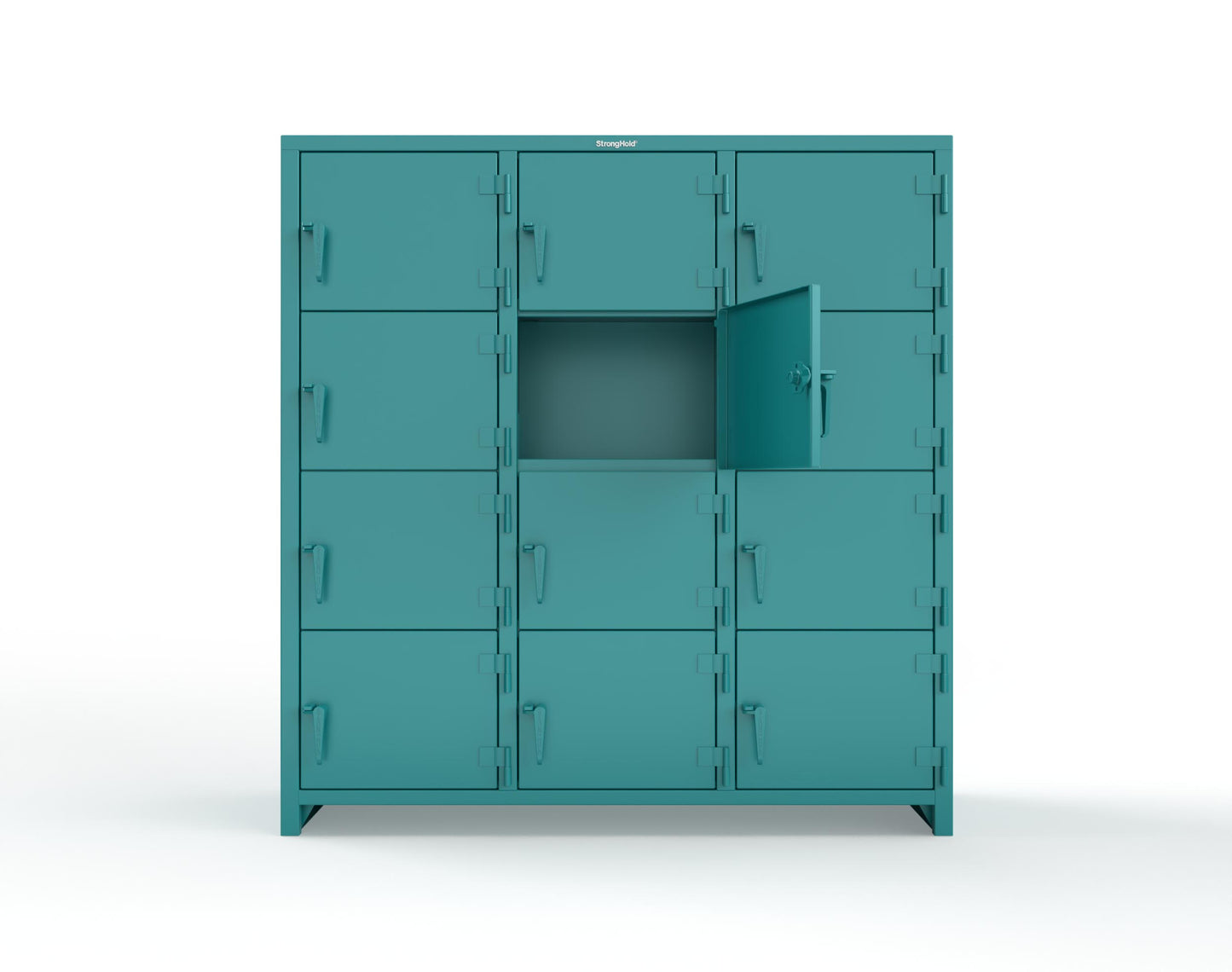 Extra Heavy Duty 14 GA 4-Tier Locker, 12 Compartments -72 in. W x 24 in. D x 75 in. H - 66-12D-24-4T-L-5021
