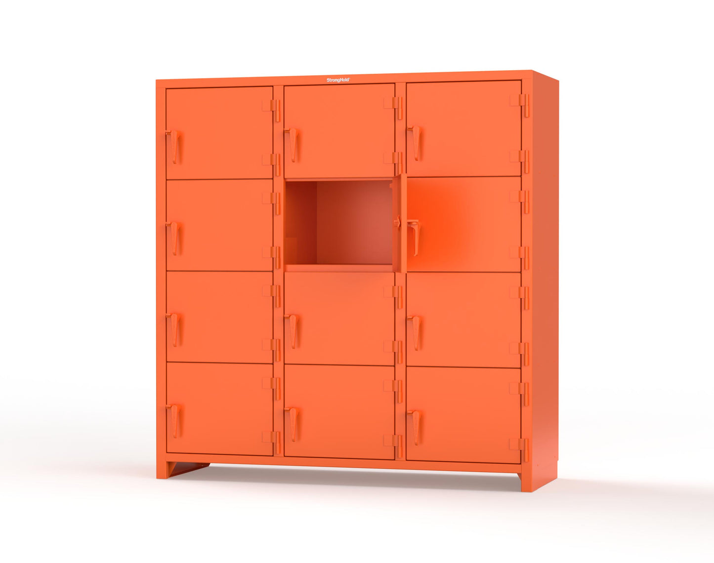 Extra Heavy Duty 14 GA 4-Tier Locker, 12 Compartments -72 in. W x 24 in. D x 75 in. H - 66-12D-24-4T-L-2009