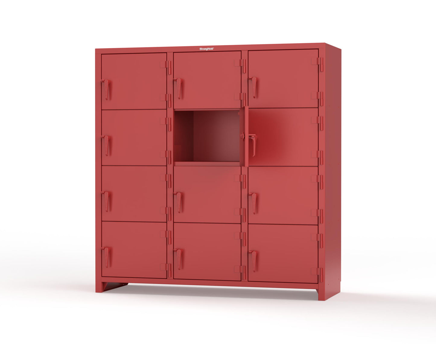 Extra Heavy Duty 14 GA 4-Tier Locker, 12 Compartments -72 in. W x 24 in. D x 75 in. H - 66-12D-24-4T-L-3001